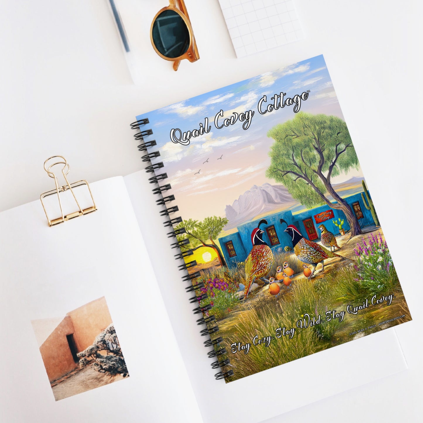 "Quail Covey Cottage" Charming Spiral Notebook - Perfect for Writers, Note-Taking, Journaling, Gifts, Cozy Cottage Vibe