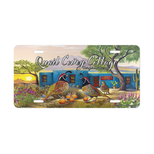 "Quail Covey Cottage" Vanity Plate, Car Tag, Unique Front License Plate, Decorative Auto Accessory, Quail Theme