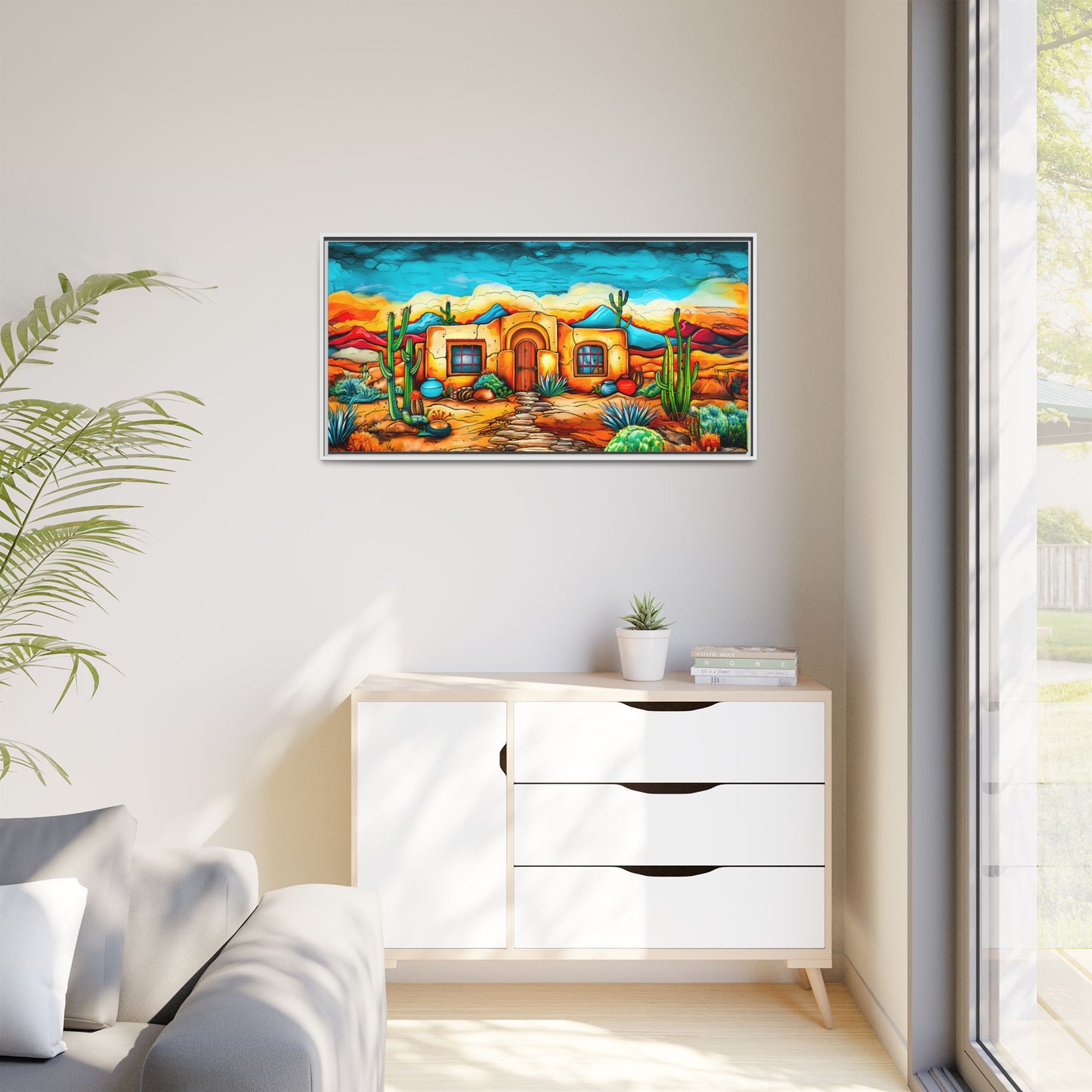 "La Casa de Adobe" A Vibrant and Colorful Canvas Print, Desert Southwest Wall Art - Original Artwork by Rickie O. Pauley