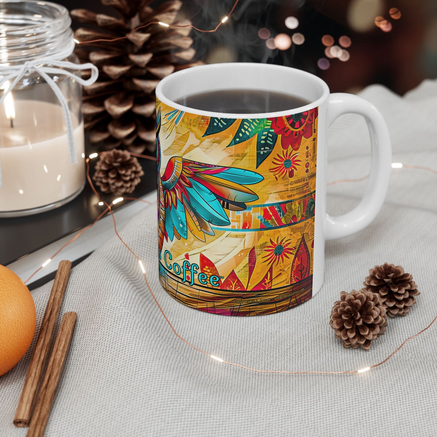 "Owlpaccino" Colorful Owl Ceramic Mug - Available 11oz & 15oz Sizes -Original Artwork by Rickie O. Pauley