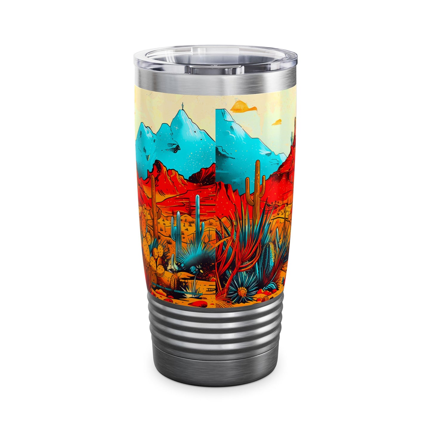 "Saguaro Sunset" 20oz Ringneck Tumbler, Desert Themed Design from Adobe Dregs Coffee