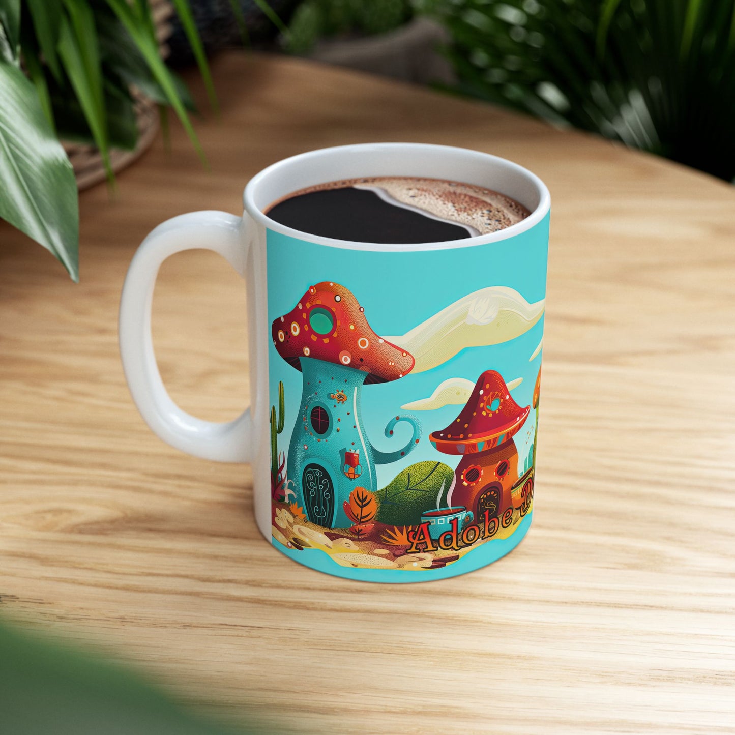 "So Mushroom for Coffee" Colorful Mushroom Themed Ceramic Mug - Available in 11oz and 15oz Sizes