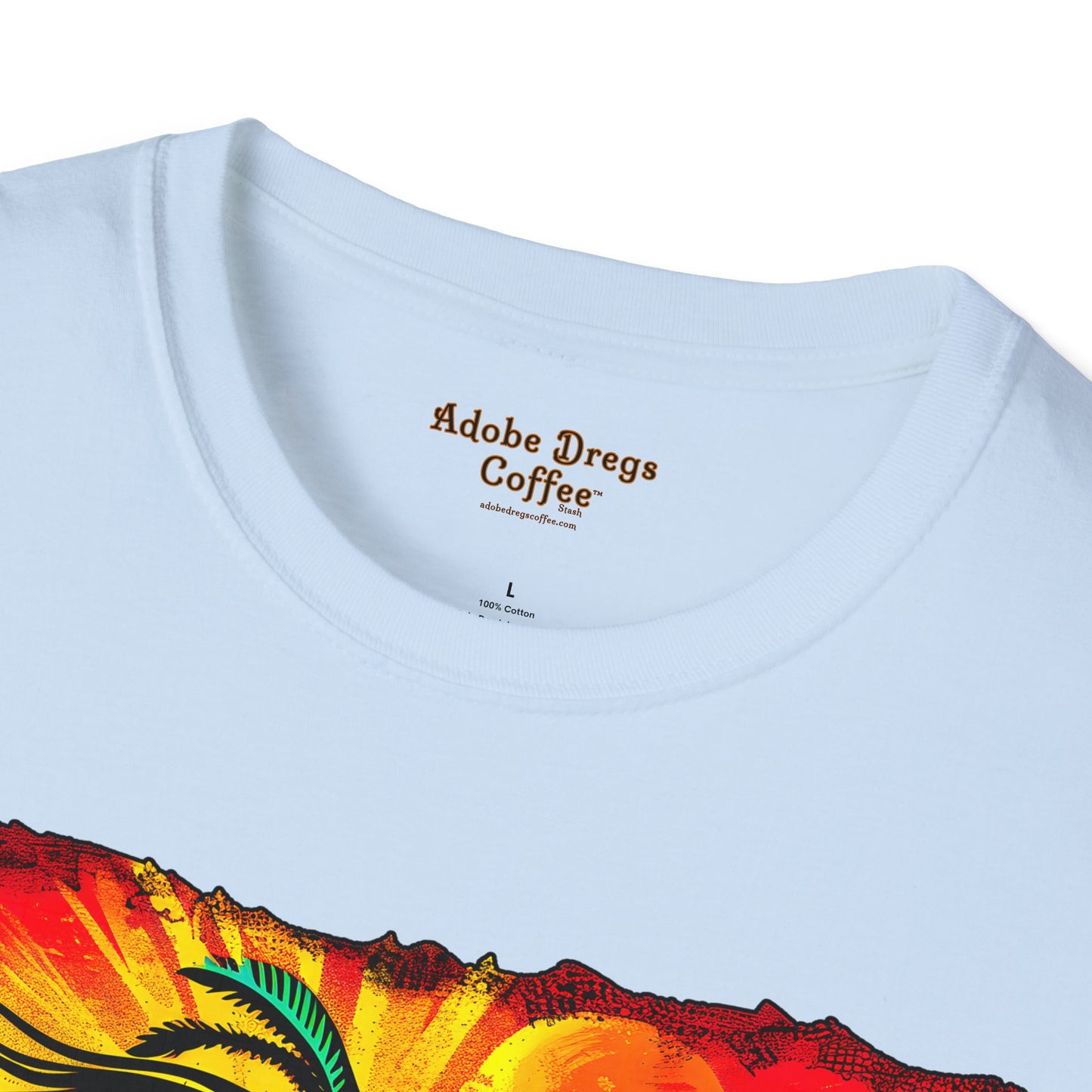 "Sunset Anthem" Unisex Softstyle T-Shirt from Adobe Dregs Coffee Stash™