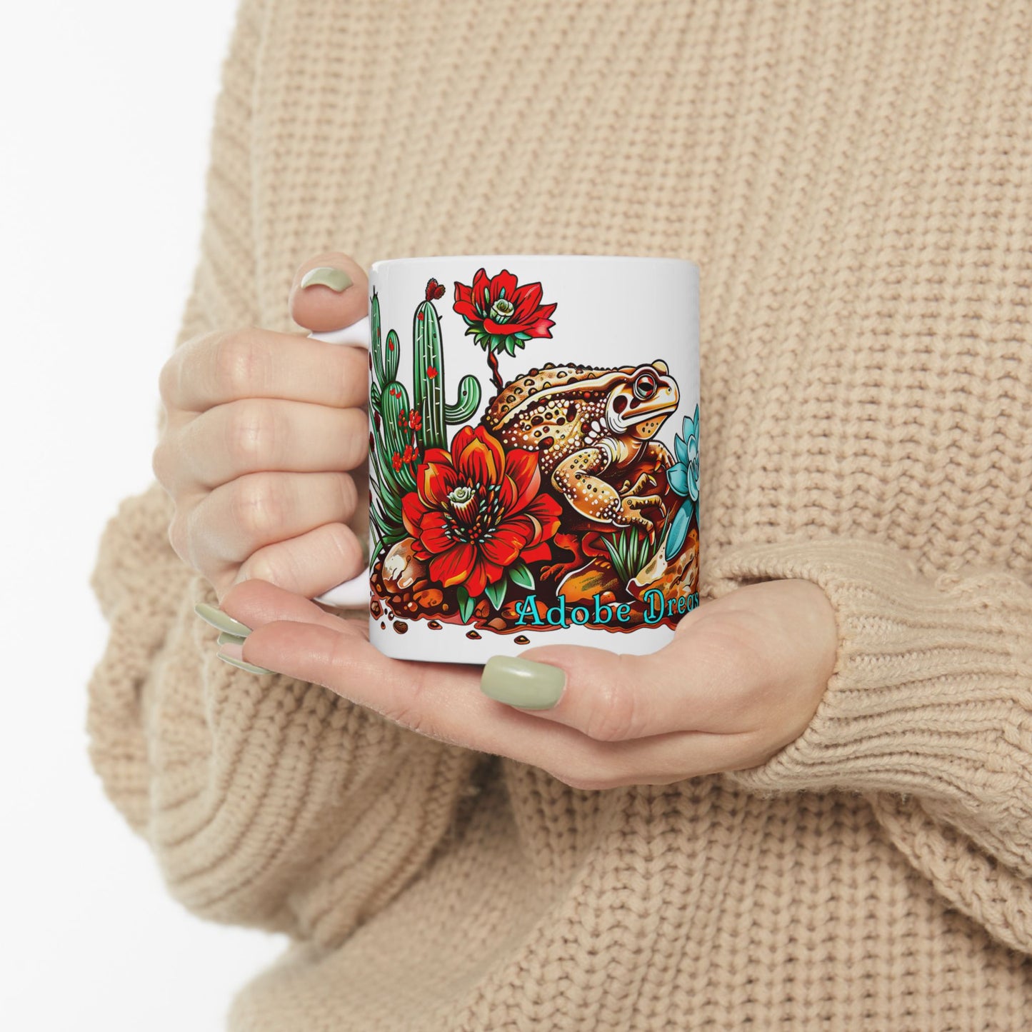"Printz Ribbitz" - Ceramic Mug, Vibrant Frog and Cacti Mug - Available in both 11oz and 15oz Sizes, Cute Frog Gift Mug!