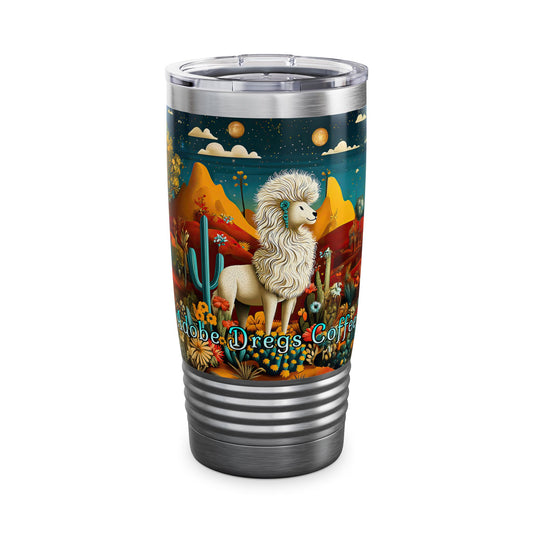 "Chiracahua Chaga" Ringneck Tumbler - 20oz - Adobe Dregs Coffee™ Colorful Desert Scene Travel Mug