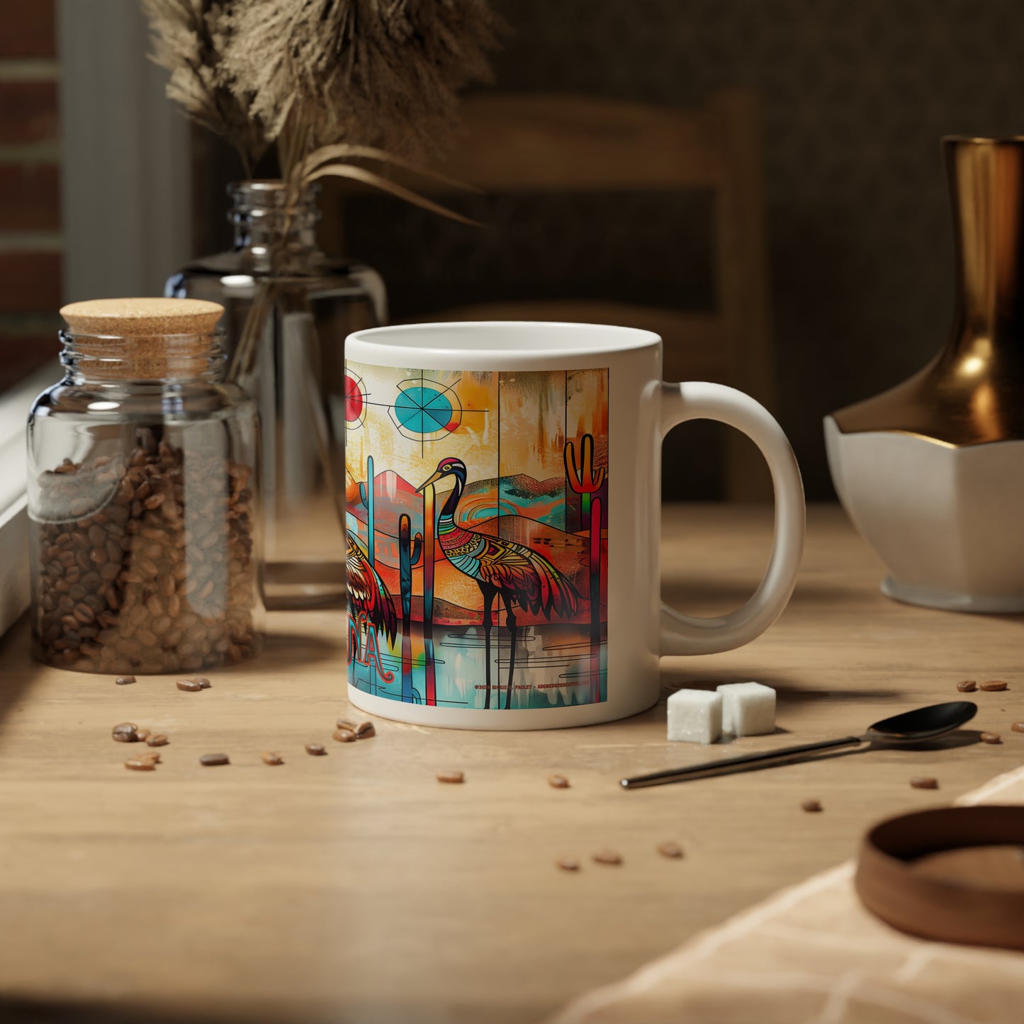 "Sandhill Craze" Vibrant Arizona Jumbo Mug - 20oz Colorful Desert Landscape