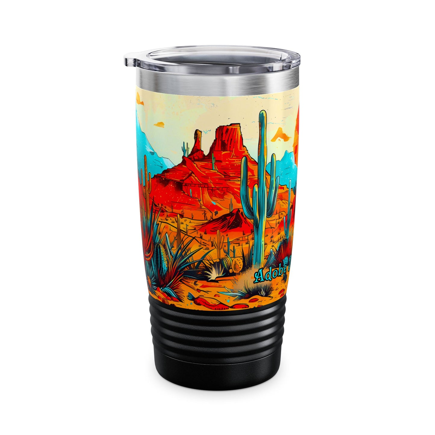 "Saguaro Sunset" 20oz Ringneck Tumbler, Desert Themed Design from Adobe Dregs Coffee