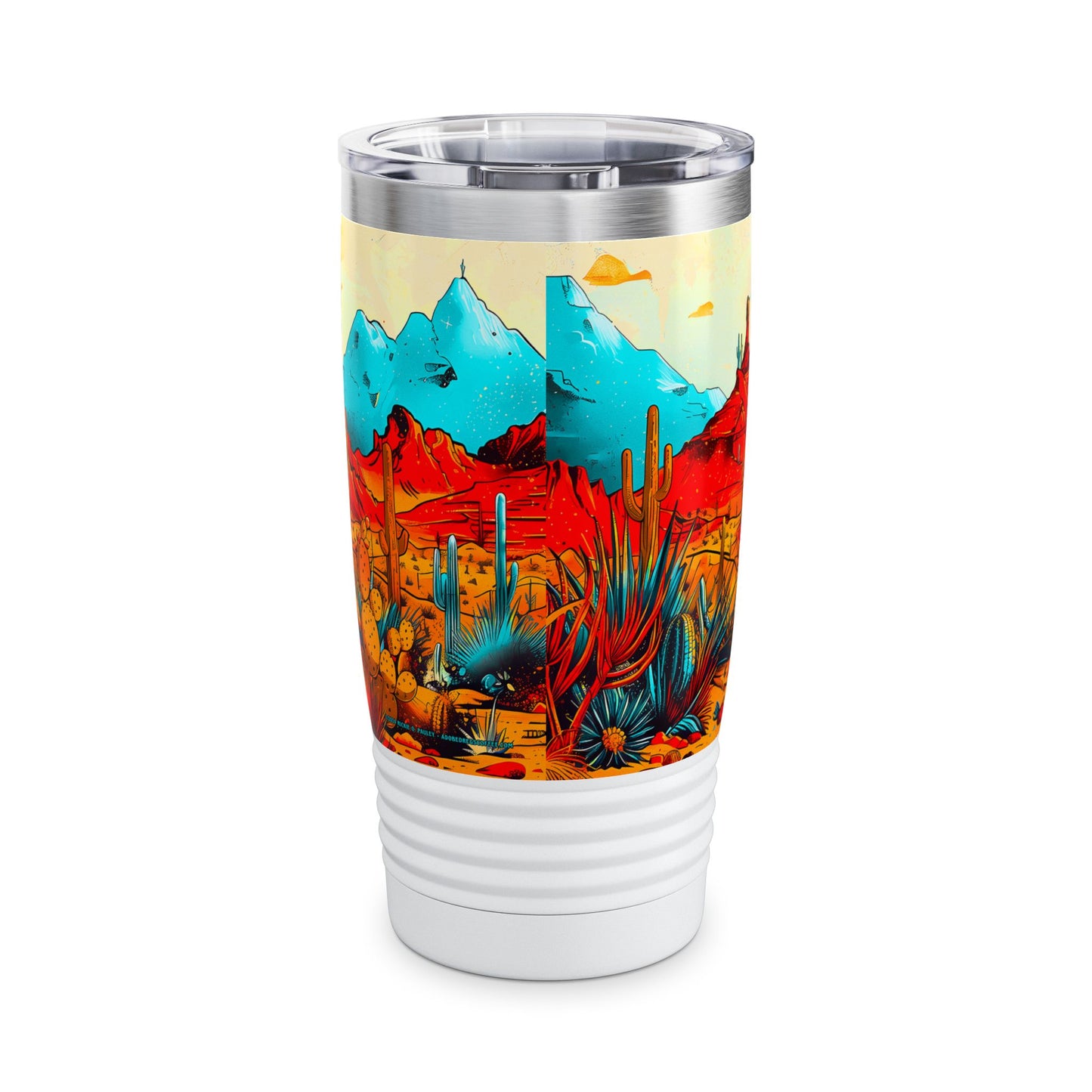 "Saguaro Sunset" 20oz Ringneck Tumbler, Desert Themed Design from Adobe Dregs Coffee