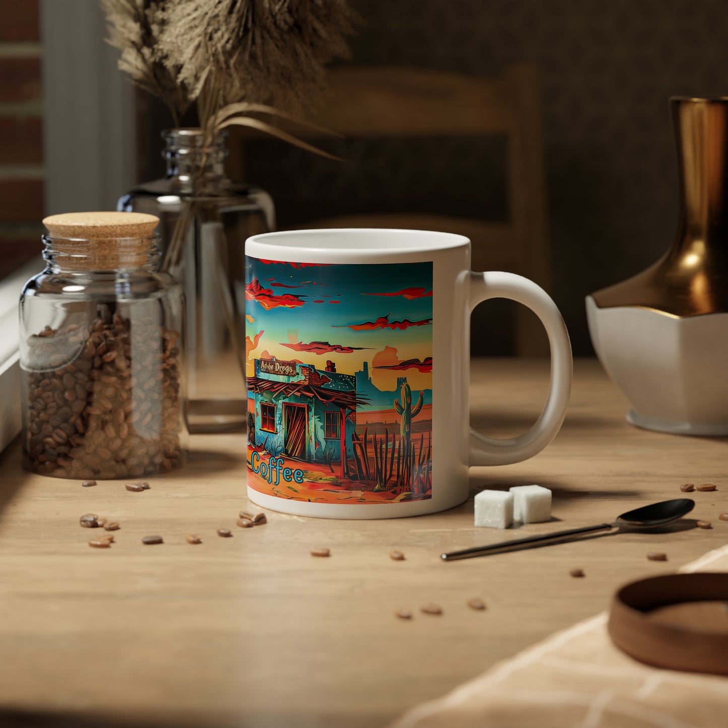 "The Coffee Shack" Southwest Design Jumbo Mug, 20oz - Original Artwork by Rickie O. Pauley