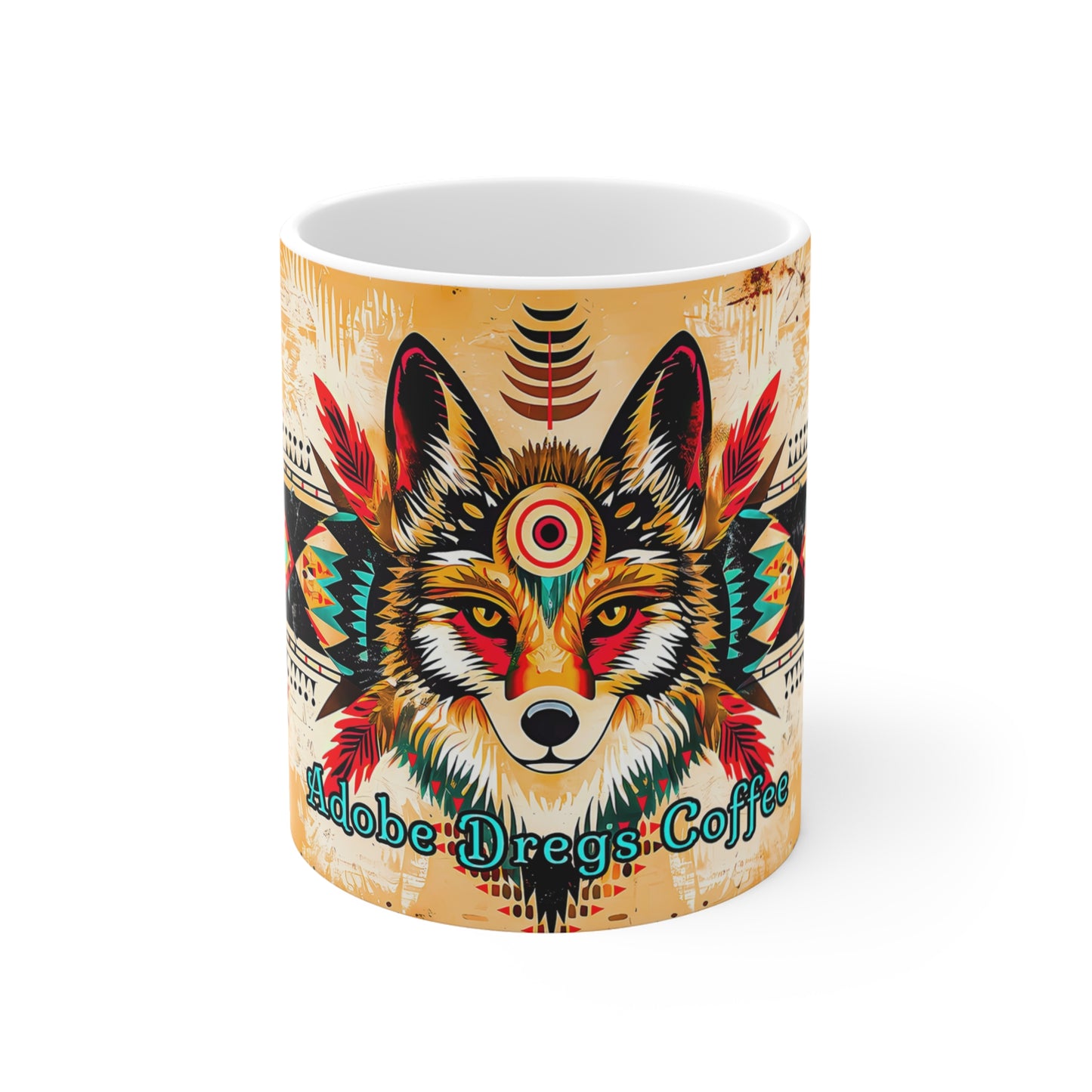 "Song of the Wolf" Coffee Mug - 11oz with Colorful Tribal Design