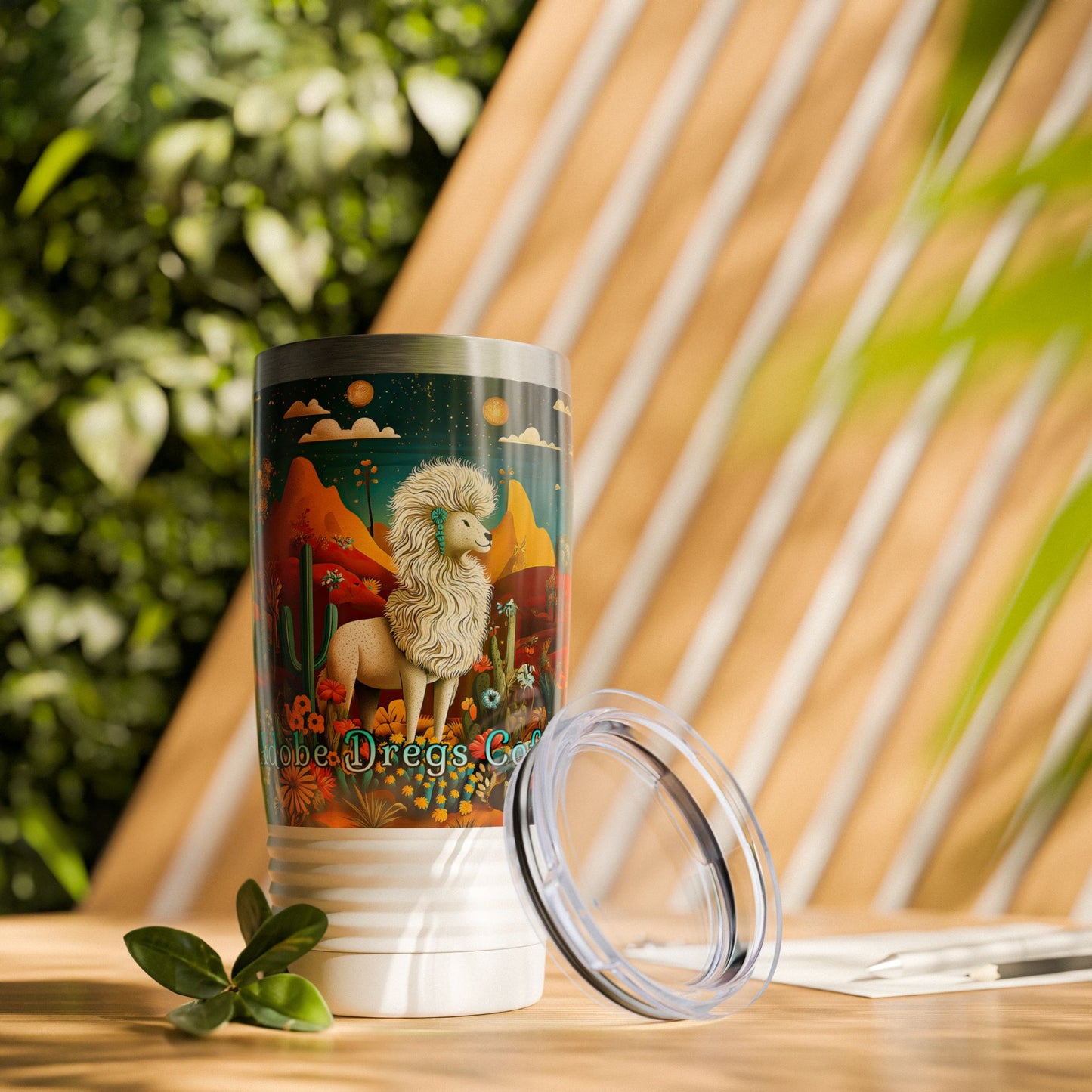 "Chiracahua Chaga" Ringneck Tumbler - 20oz - Adobe Dregs Coffee™ Colorful Desert Scene Travel Mug