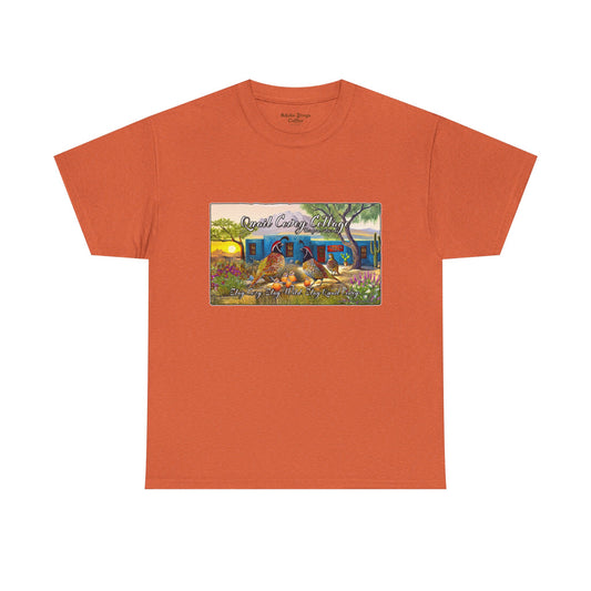 "Quail Covey Cottage" Nature-Inspired Unisex Heavy Cotton Tee, Casual Shirt, Graphic Tee, Eco-Friendly Fashion, Outdoor Adventure Wear