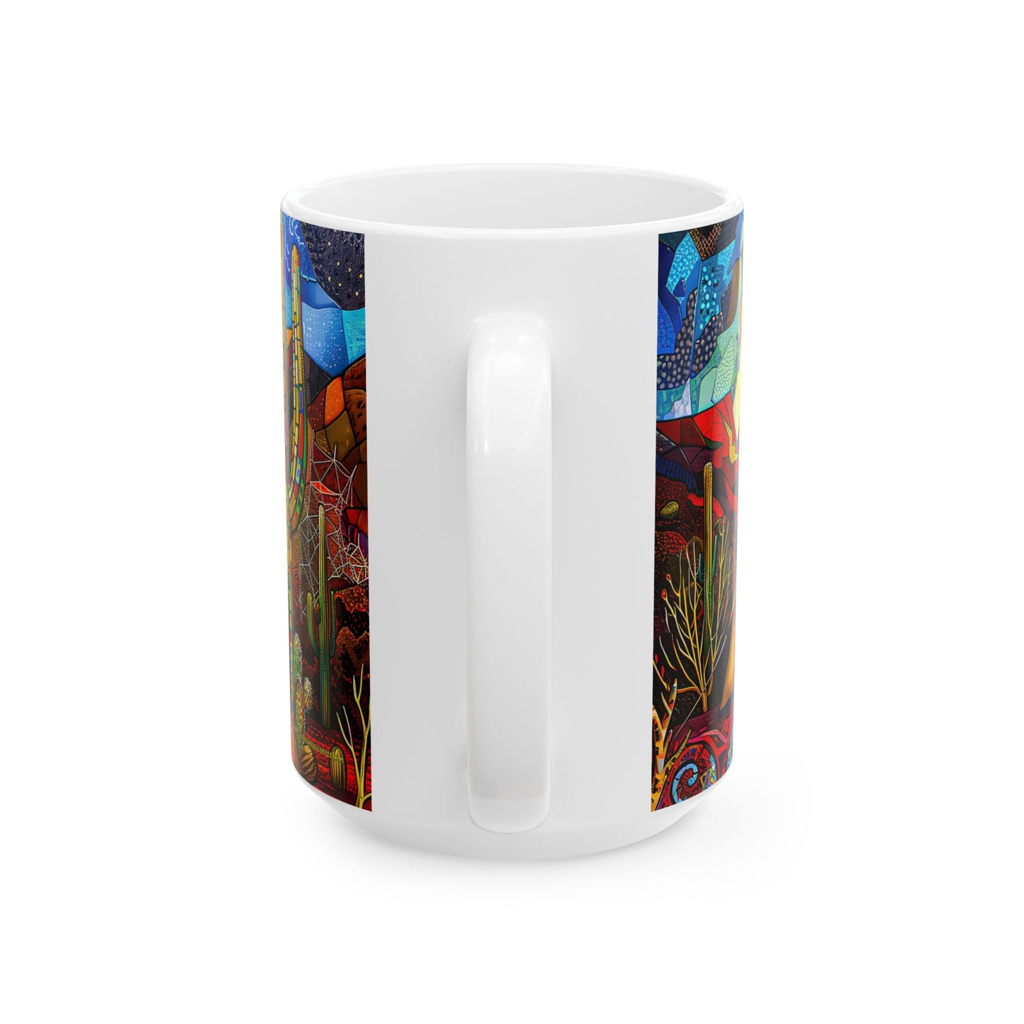 "A Patchwork Desert Camp" Vibrant Ceramic Mug - Available in 11oz and 15oz Sizes