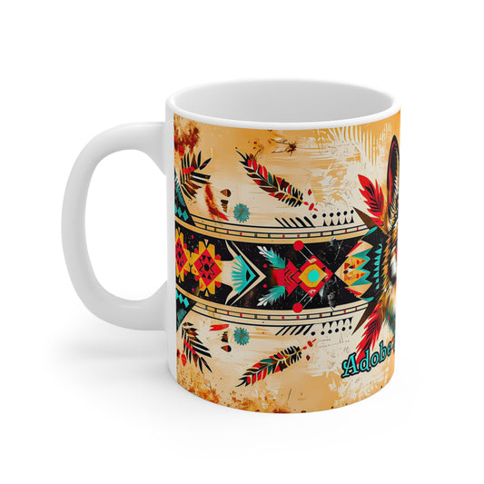 "Song of the Wolf" Coffee Mug - 11oz with Colorful Tribal Design