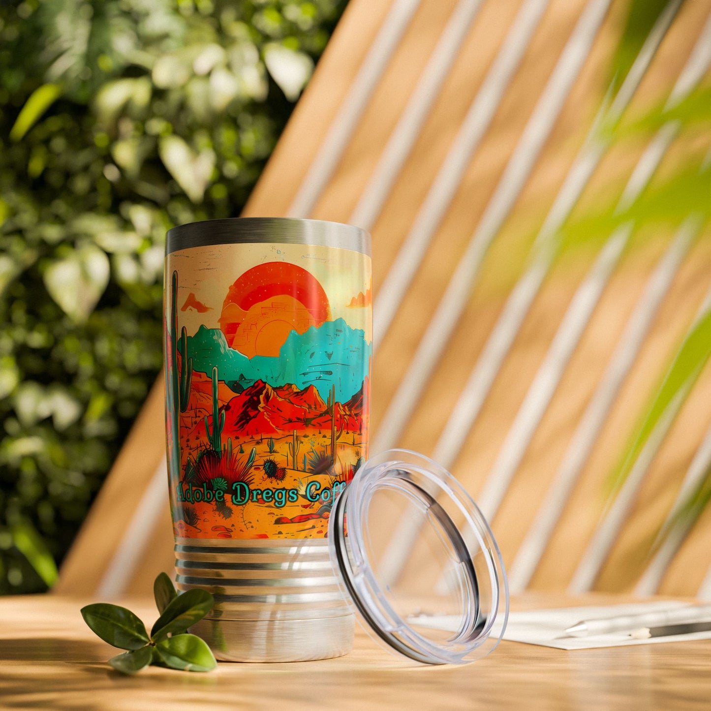 "Saguaro Sunset" 20oz Ringneck Tumbler, Desert Themed Design from Adobe Dregs Coffee
