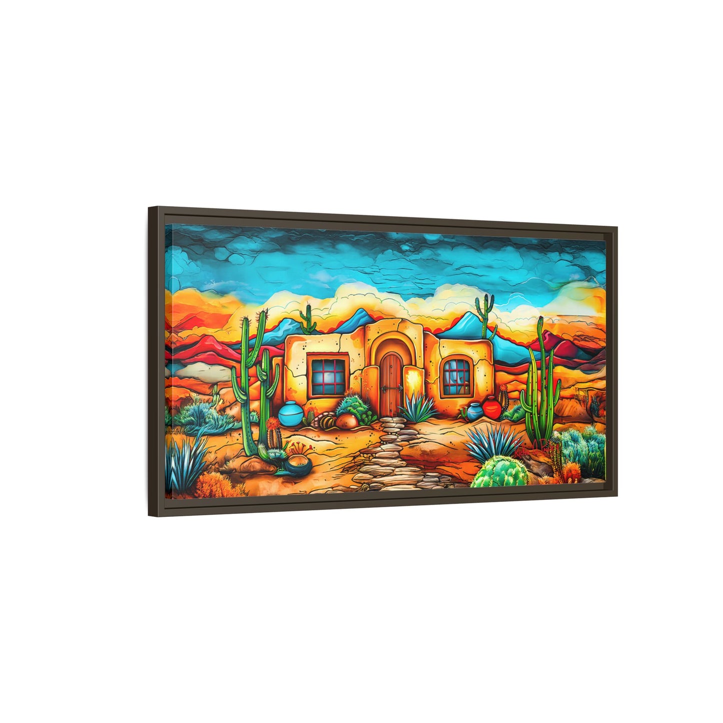 "La Casa de Adobe" A Vibrant and Colorful Canvas Print, Desert Southwest Wall Art - Original Artwork by Rickie O. Pauley