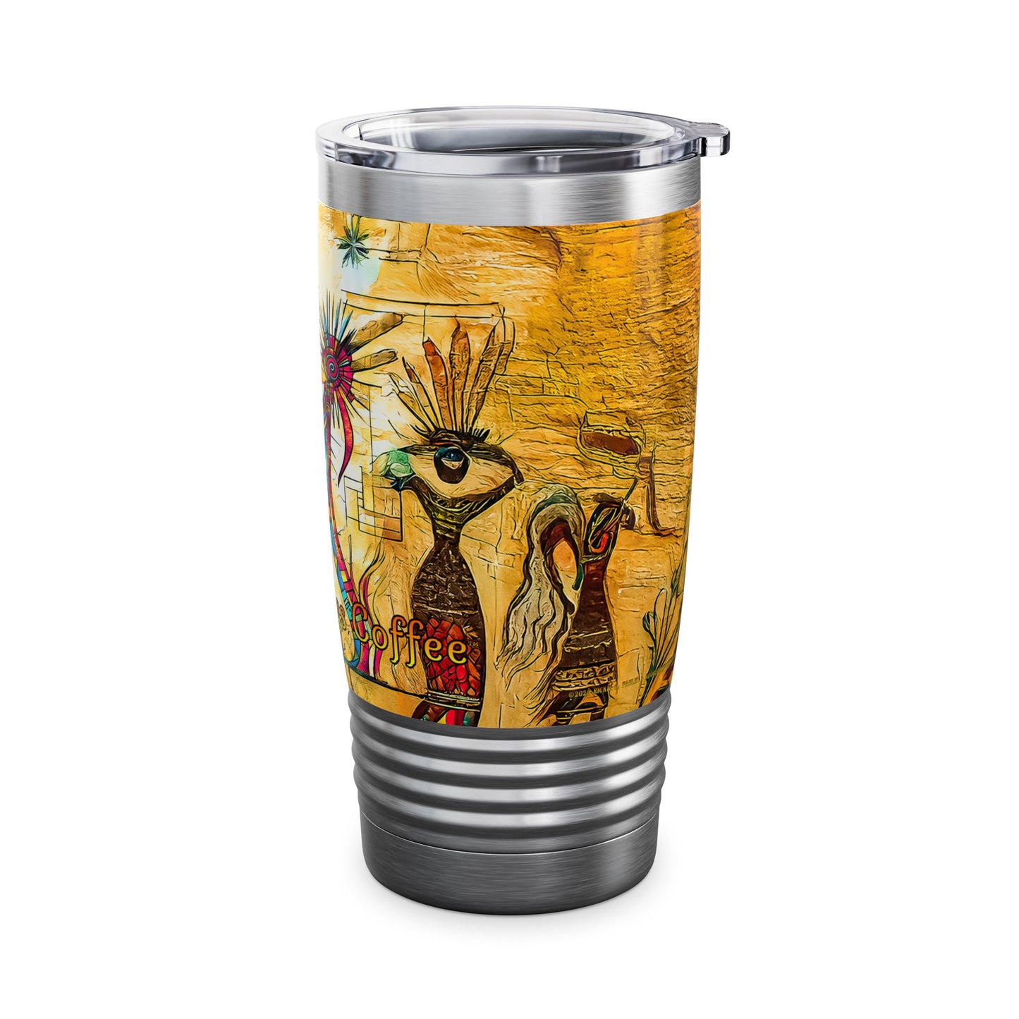 "Ocotillo Arroyo" A Colorful Desert Themed Stainless Steel Ringneck Tumbler | 20oz Tumbler for Coffee Lovers