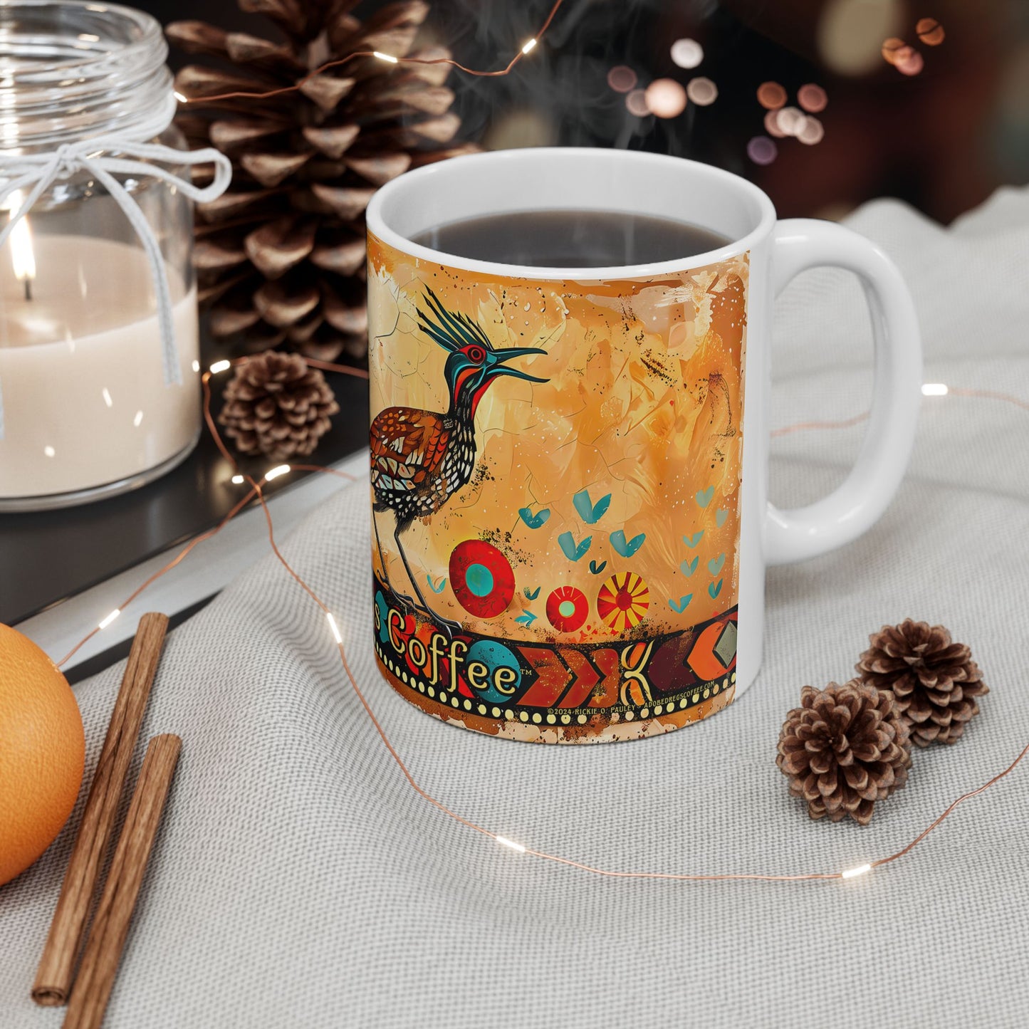 "Pajaro Correcamino" or "Roadrunner" Colorful Ceramic Mug - Available in 11oz and 15oz Sizes