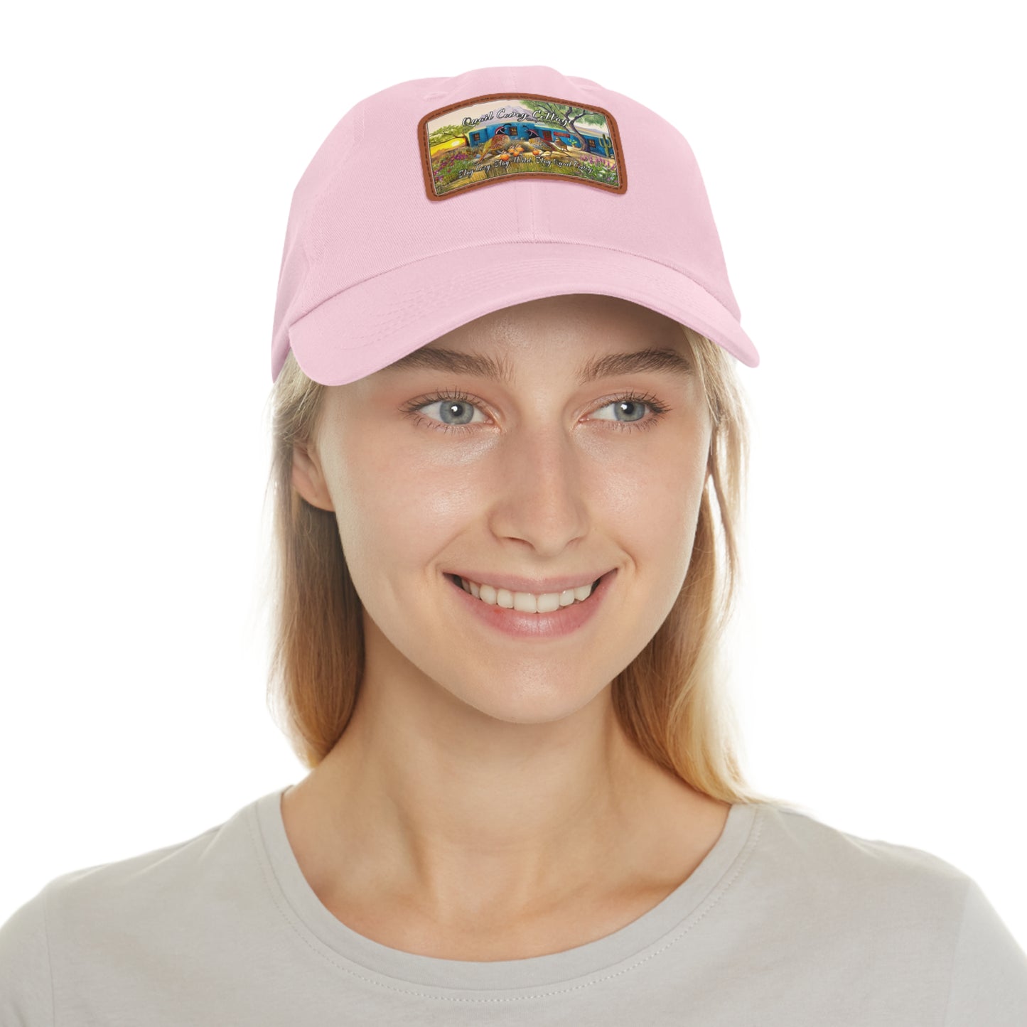 "Quail Covey Cottage" Stylish Dad Hat with Leather Patch, Casual Outdoor Wear, Unique Dad Accessory, Vintage-Inspired Cap,