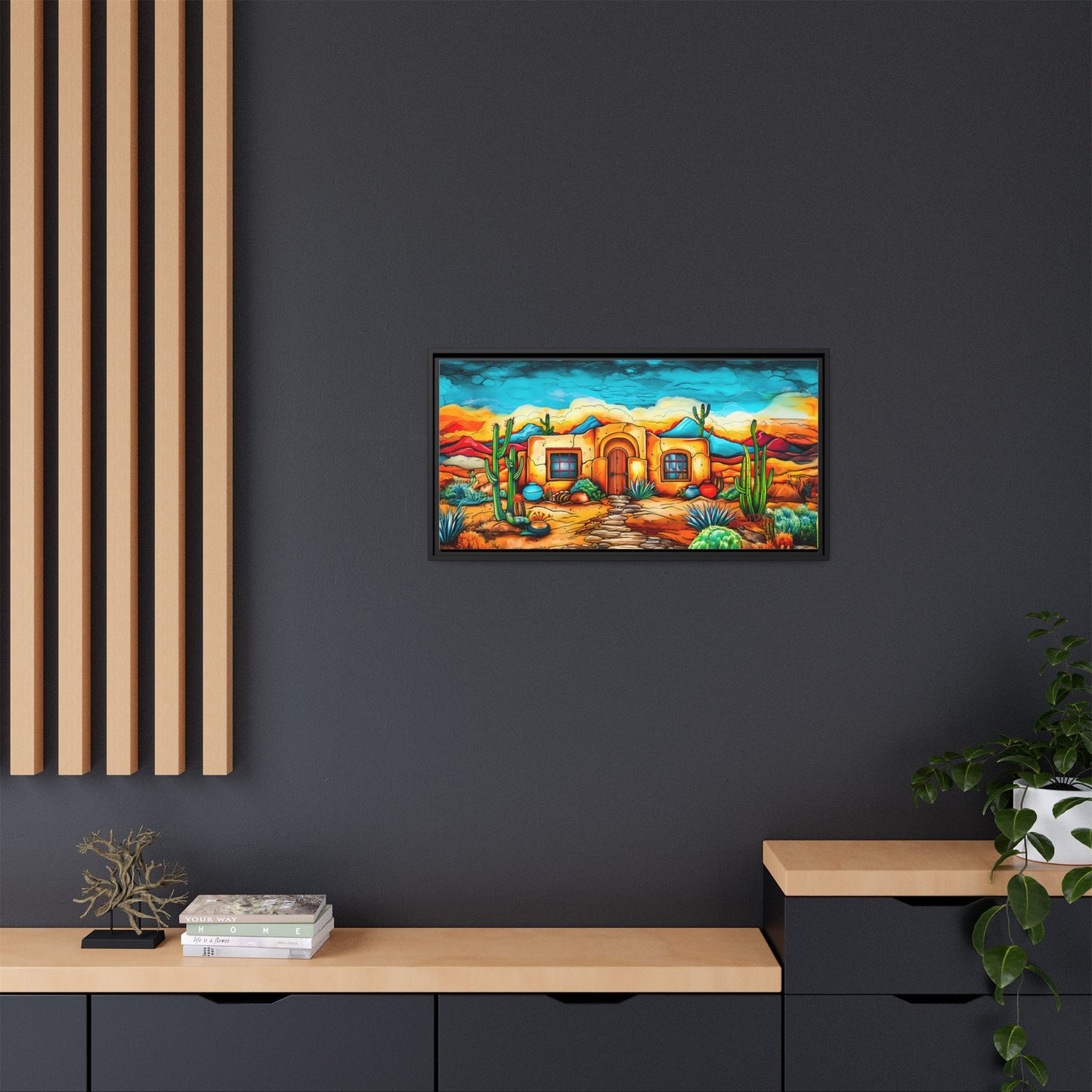 "La Casa de Adobe" A Vibrant and Colorful Canvas Print, Desert Southwest Wall Art - Original Artwork by Rickie O. Pauley