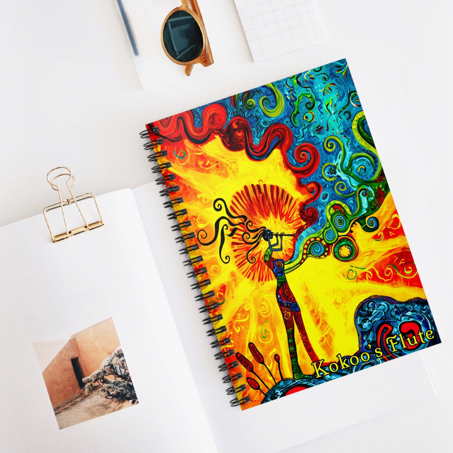 "Kokoo's Flute" Spiral Notebook - Ruled Line From Adobe Dregs Coffee Stash™