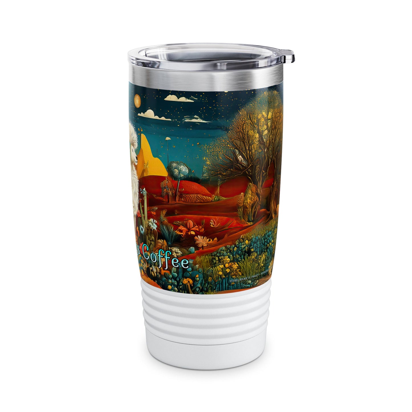 "Chiracahua Chaga" Ringneck Tumbler - 20oz - Adobe Dregs Coffee™ Colorful Desert Scene Travel Mug