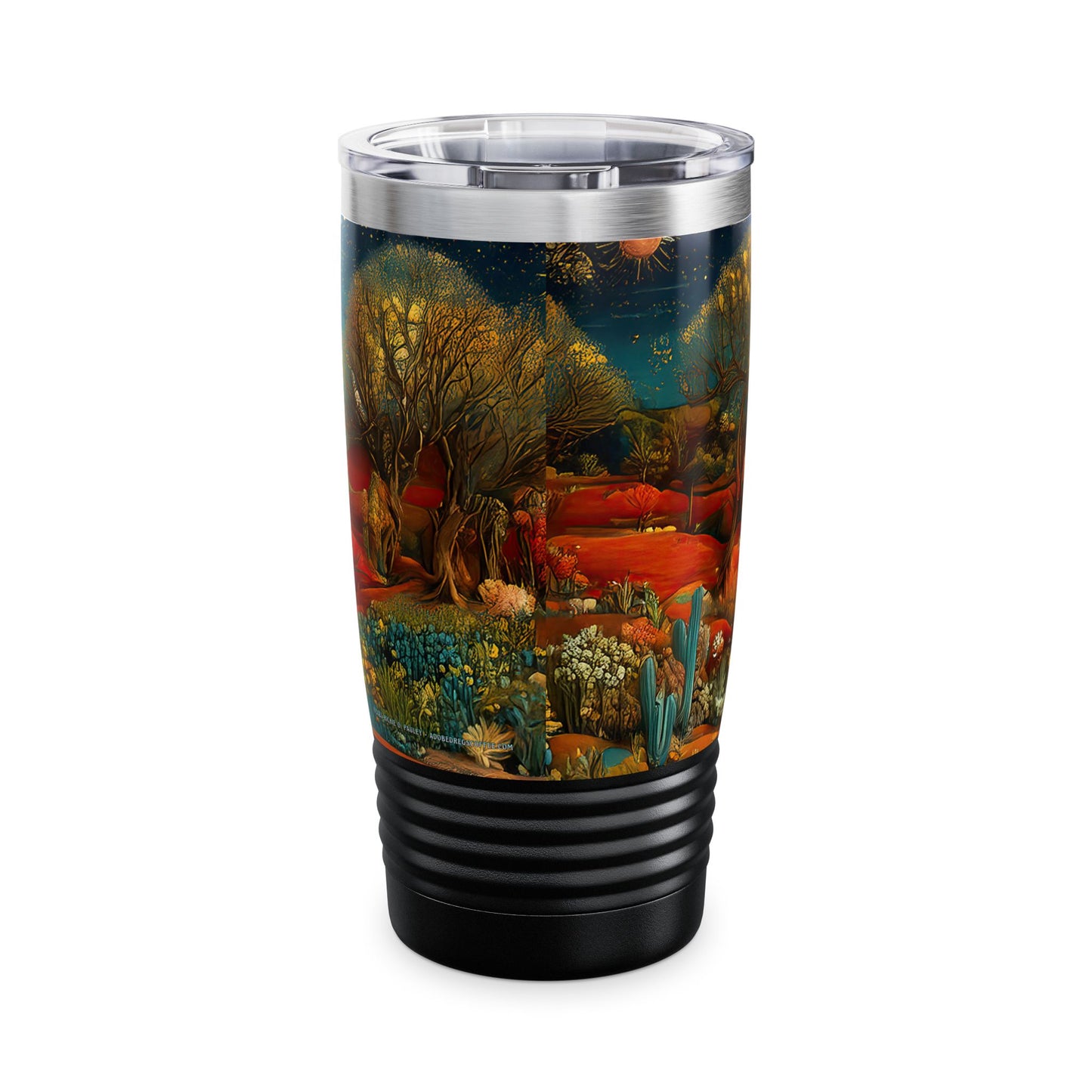 "Chiracahua Chaga" Ringneck Tumbler - 20oz - Adobe Dregs Coffee™ Colorful Desert Scene Travel Mug
