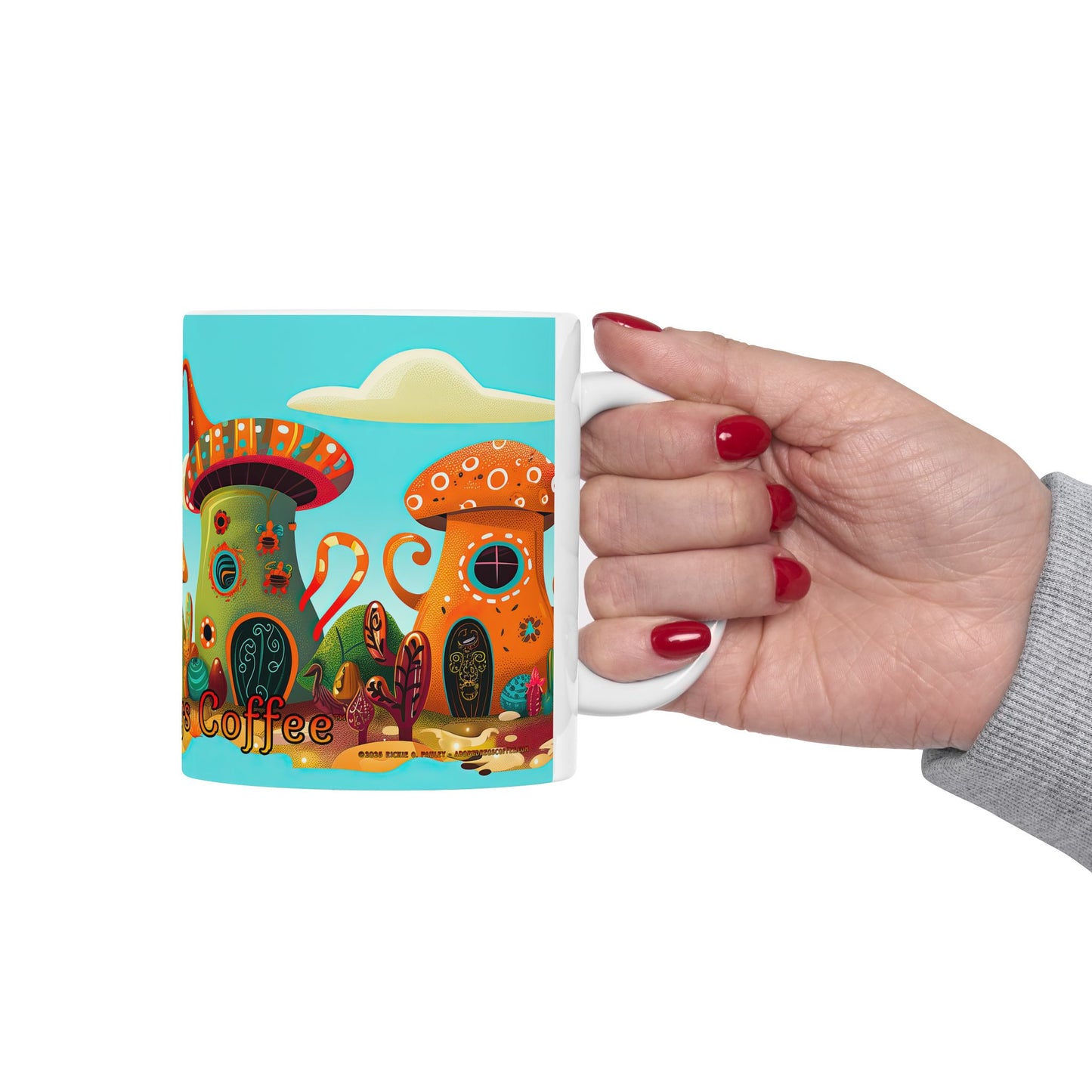 "So Mushroom for Coffee" Colorful Mushroom Themed Ceramic Mug - Available in 11oz and 15oz Sizes
