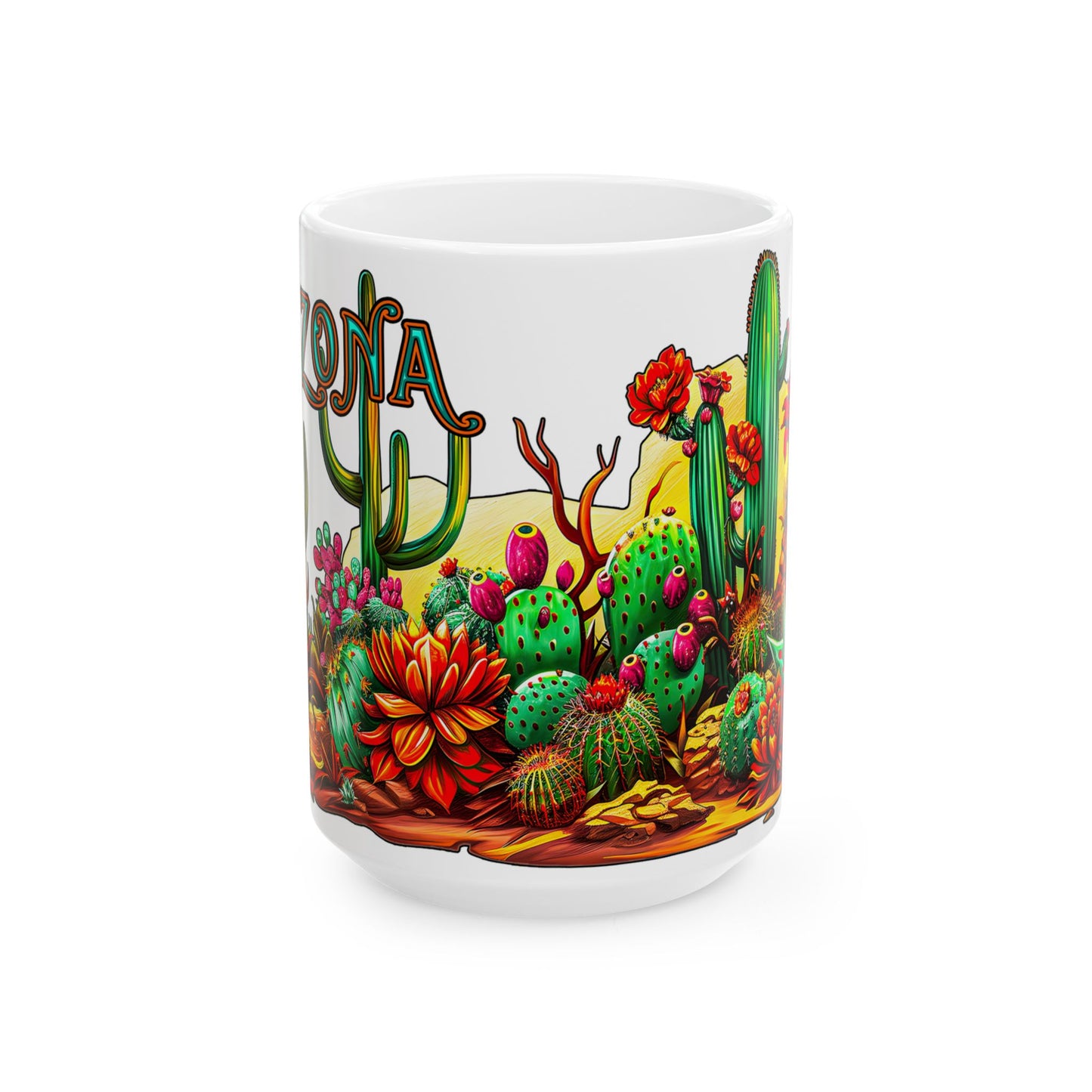 "Arizona Wild" Southwest Desert Ceramic Mug - 11oz and 15oz sizes, Coffee & Tea Lovers, Makes a great souvenir gift!
