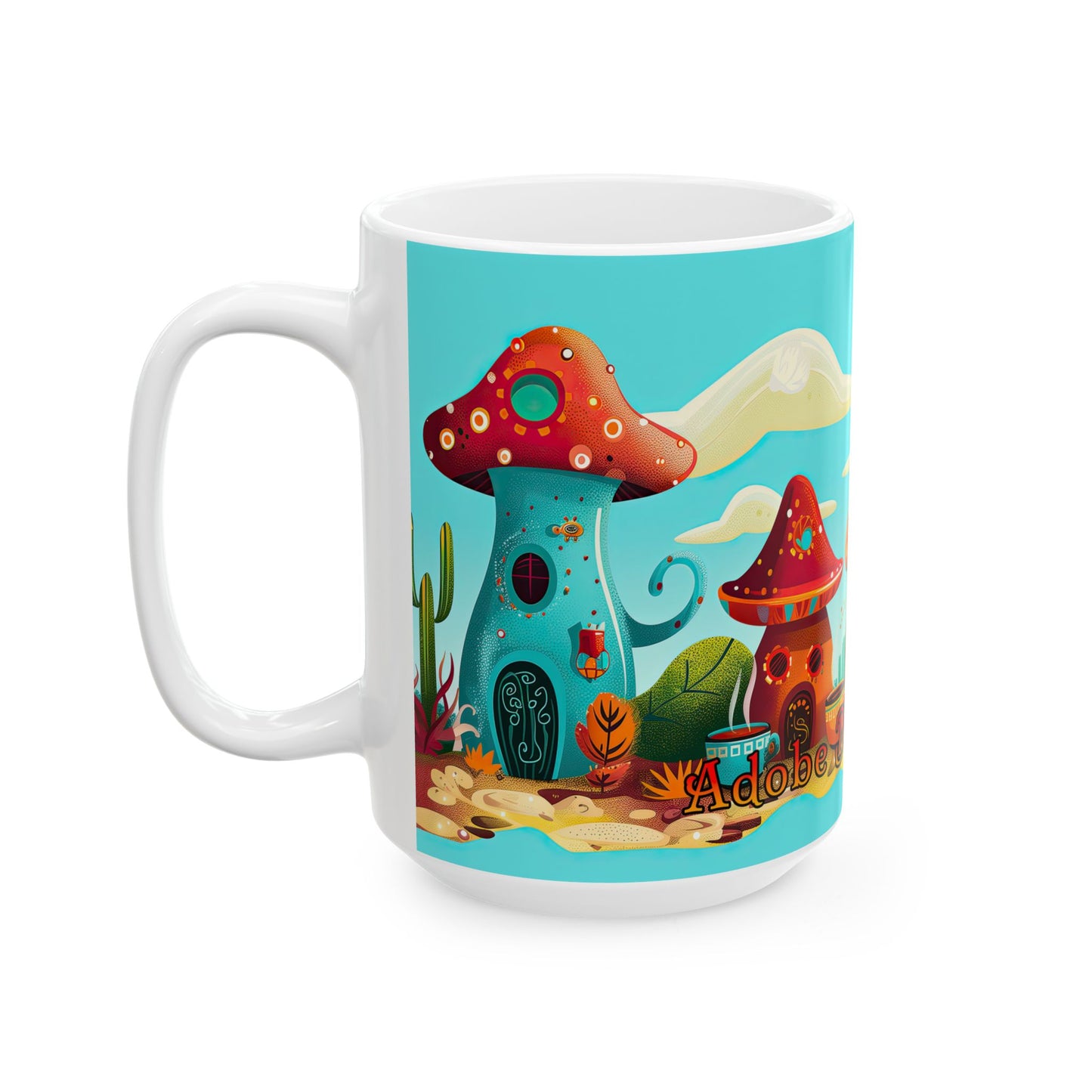 "So Mushroom for Coffee" Colorful Mushroom Themed Ceramic Mug - Available in 11oz and 15oz Sizes