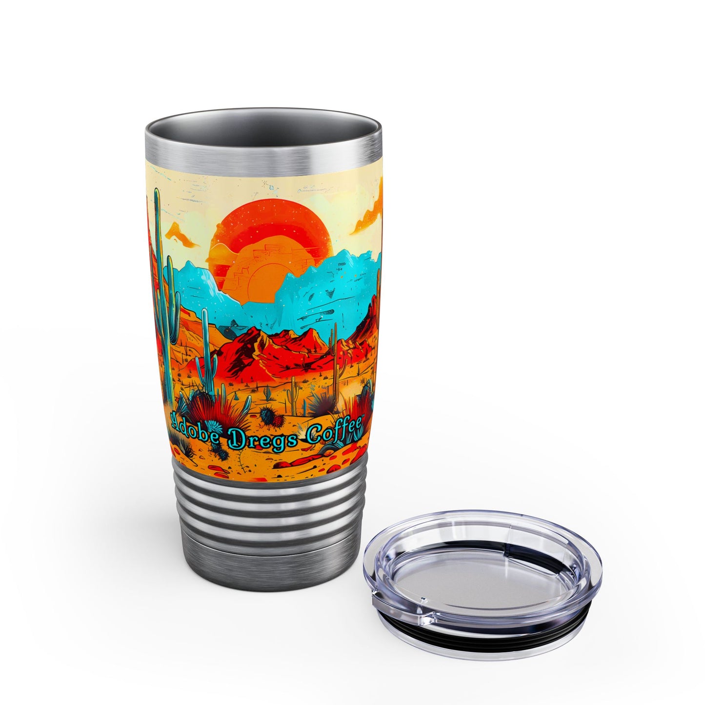 "Saguaro Sunset" 20oz Ringneck Tumbler, Desert Themed Design from Adobe Dregs Coffee