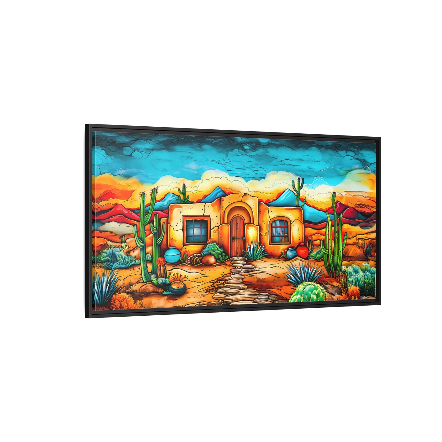 "La Casa de Adobe" A Vibrant and Colorful Canvas Print, Desert Southwest Wall Art - Original Artwork by Rickie O. Pauley
