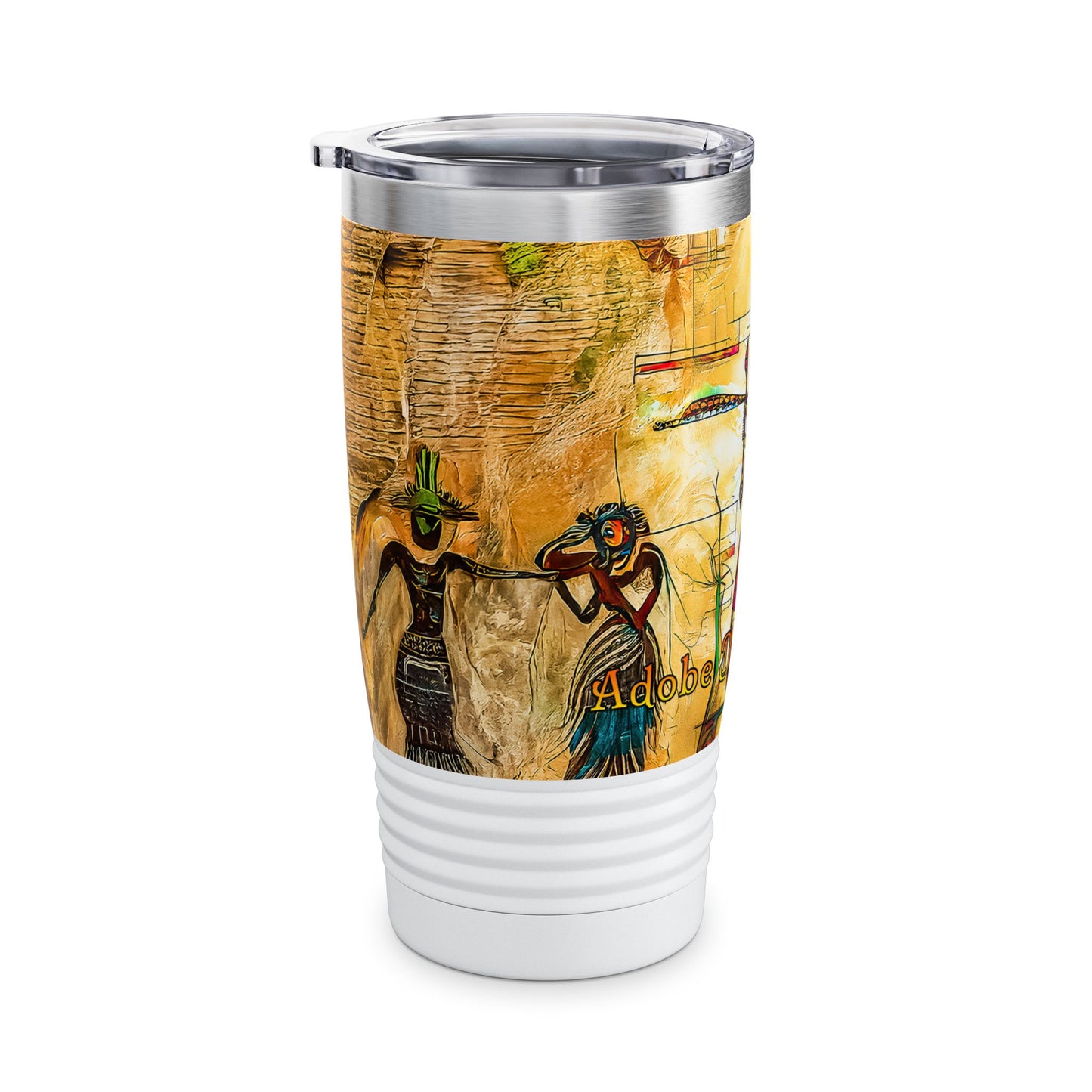 "Ocotillo Arroyo" A Colorful Desert Themed Stainless Steel Ringneck Tumbler | 20oz Tumbler for Coffee Lovers