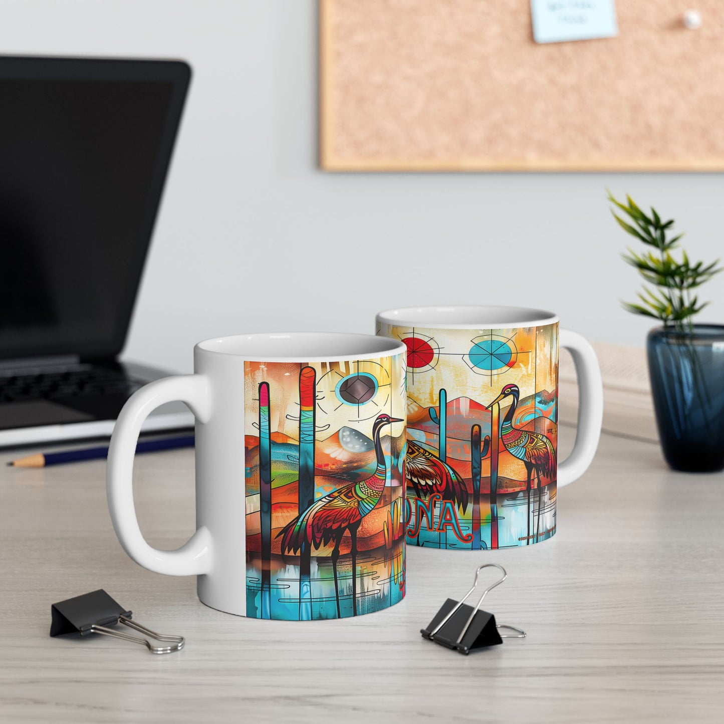 "Sandhill Craze" Colorful Arizona Sandhill Cranes 11oz and 15oz Ceramic Coffee/Tea Mug