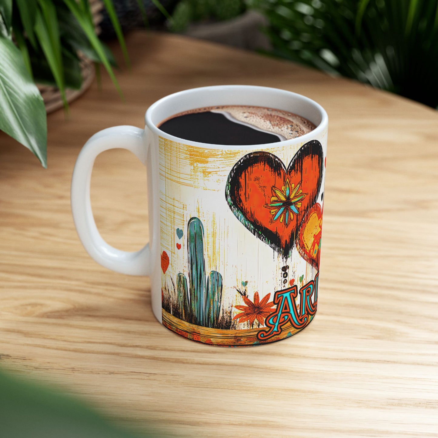 "My Heart's In Arizona" Colorful Ceramic Mug - Available in 11oz and 15oz Sizes - Original Artwork by Rickie O. Pauley