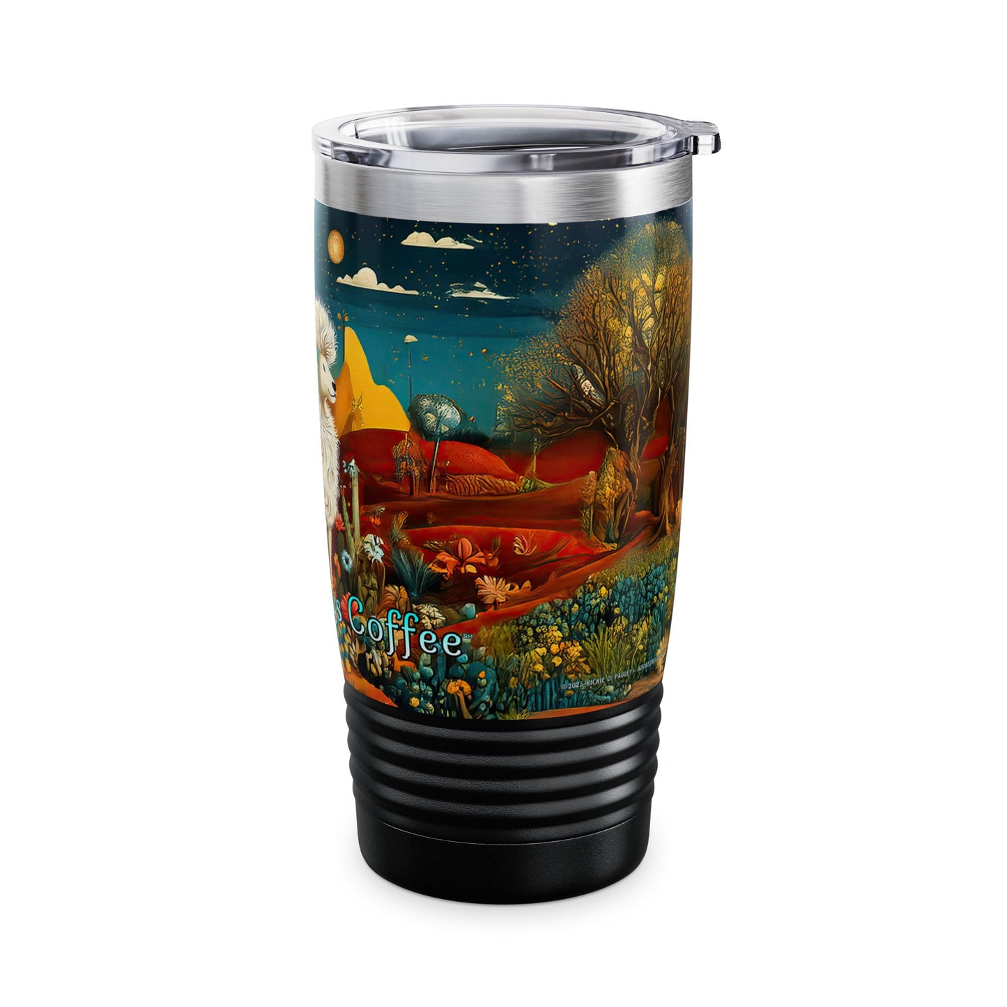 "Chiracahua Chaga" Ringneck Tumbler - 20oz - Adobe Dregs Coffee™ Colorful Desert Scene Travel Mug