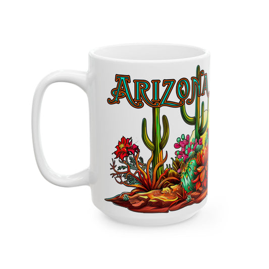 "Arizona Wild" Southwest Desert Ceramic Mug - 11oz and 15oz sizes, Coffee & Tea Lovers, Makes a great souvenir gift!
