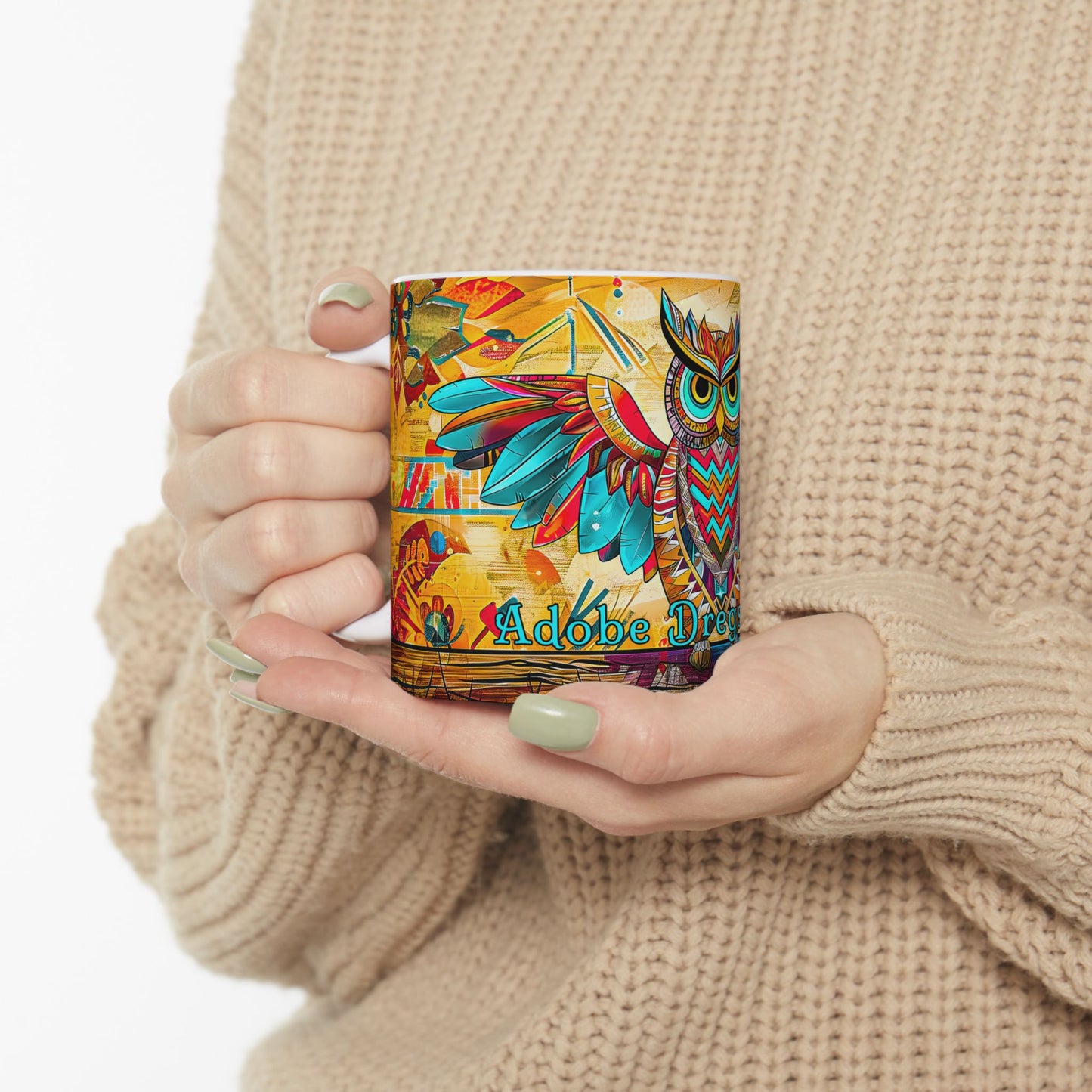 "Owlpaccino" Colorful Owl Ceramic Mug - Available 11oz & 15oz Sizes -Original Artwork by Rickie O. Pauley