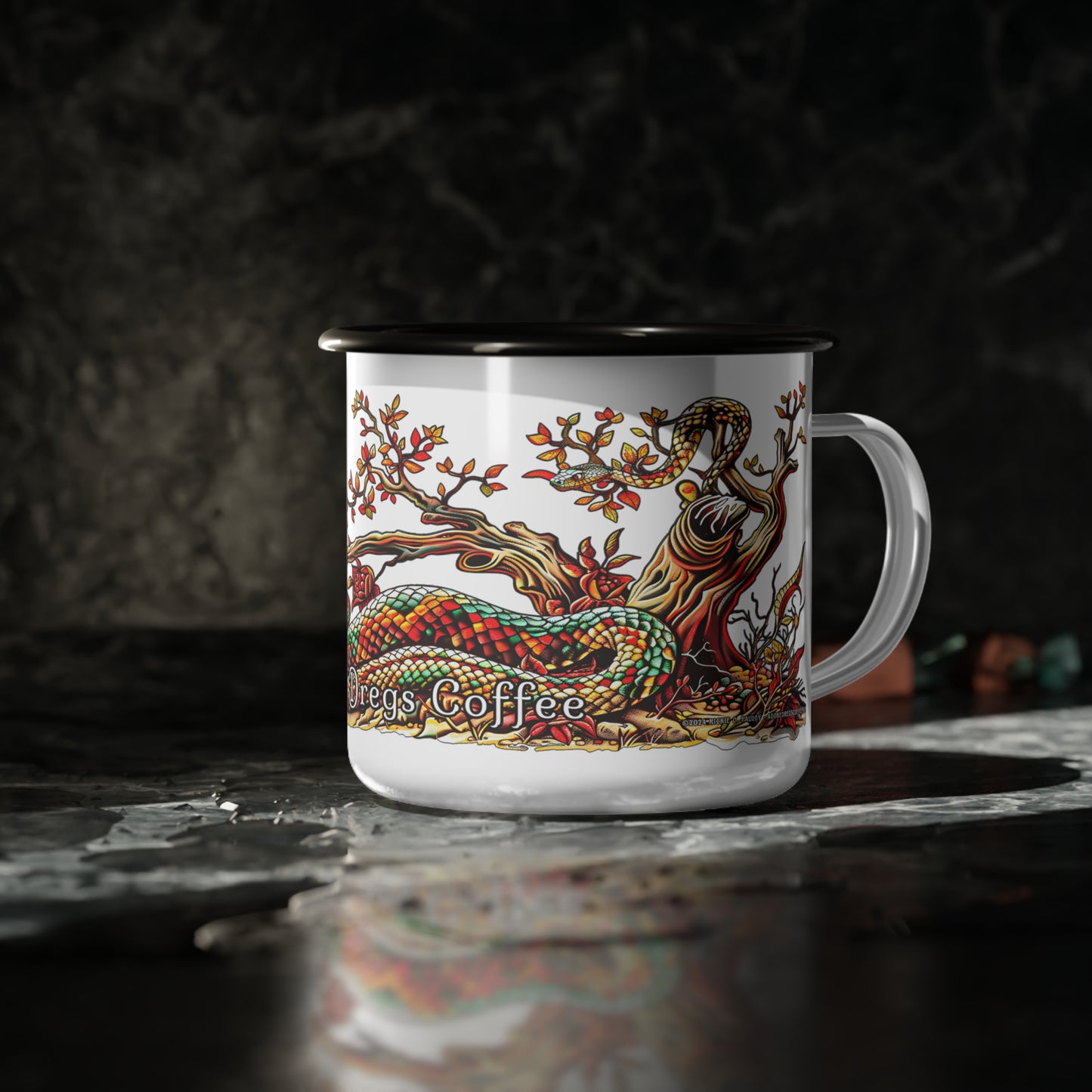 "Rattler's Refuge" Camp Mug - Desert Southwest Themed Rattlesnake Design 12 oz