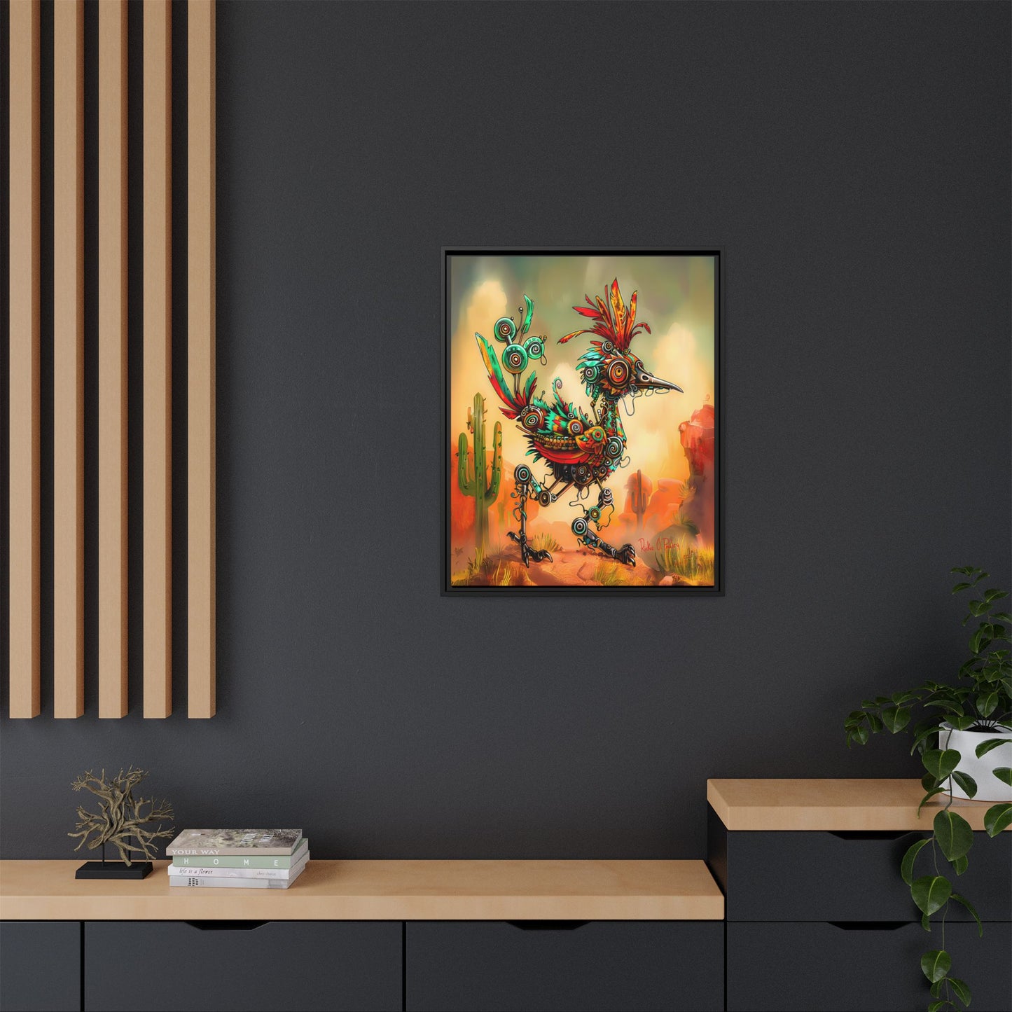 "Roadrunner Bot Bot" Framed Art, 6 sizes, 3 frame colors - Desert Art Lovers, Wall Art