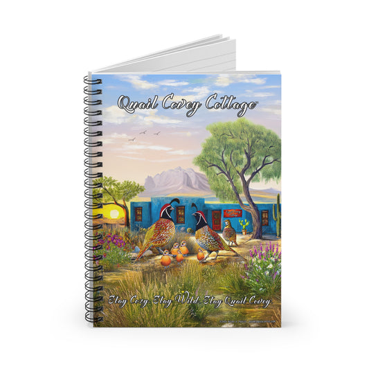 "Quail Covey Cottage" Charming Spiral Notebook - Perfect for Writers, Note-Taking, Journaling, Gifts, Cozy Cottage Vibe