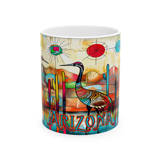 "Sandhill Craze" Colorful Arizona Sandhill Cranes 11oz and 15oz Ceramic Coffee/Tea Mug