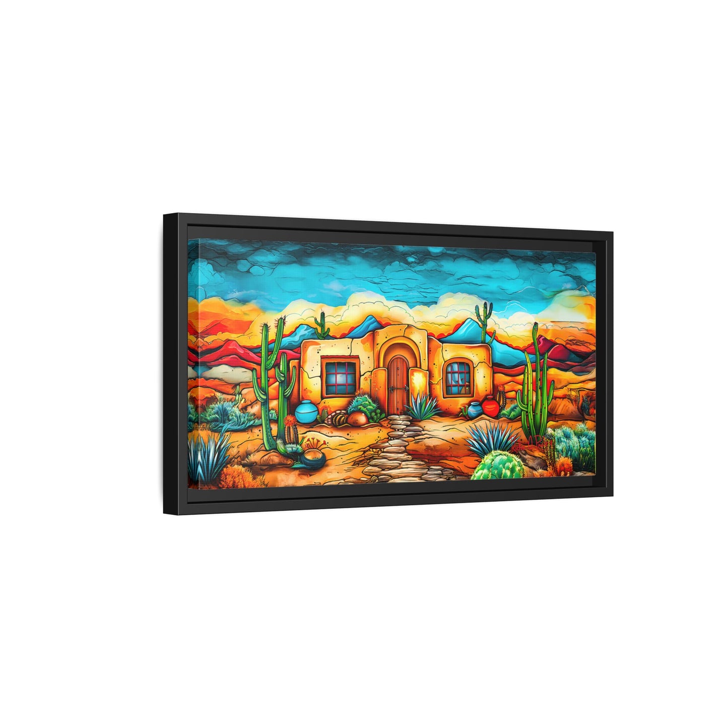 "La Casa de Adobe" A Vibrant and Colorful Canvas Print, Desert Southwest Wall Art - Original Artwork by Rickie O. Pauley