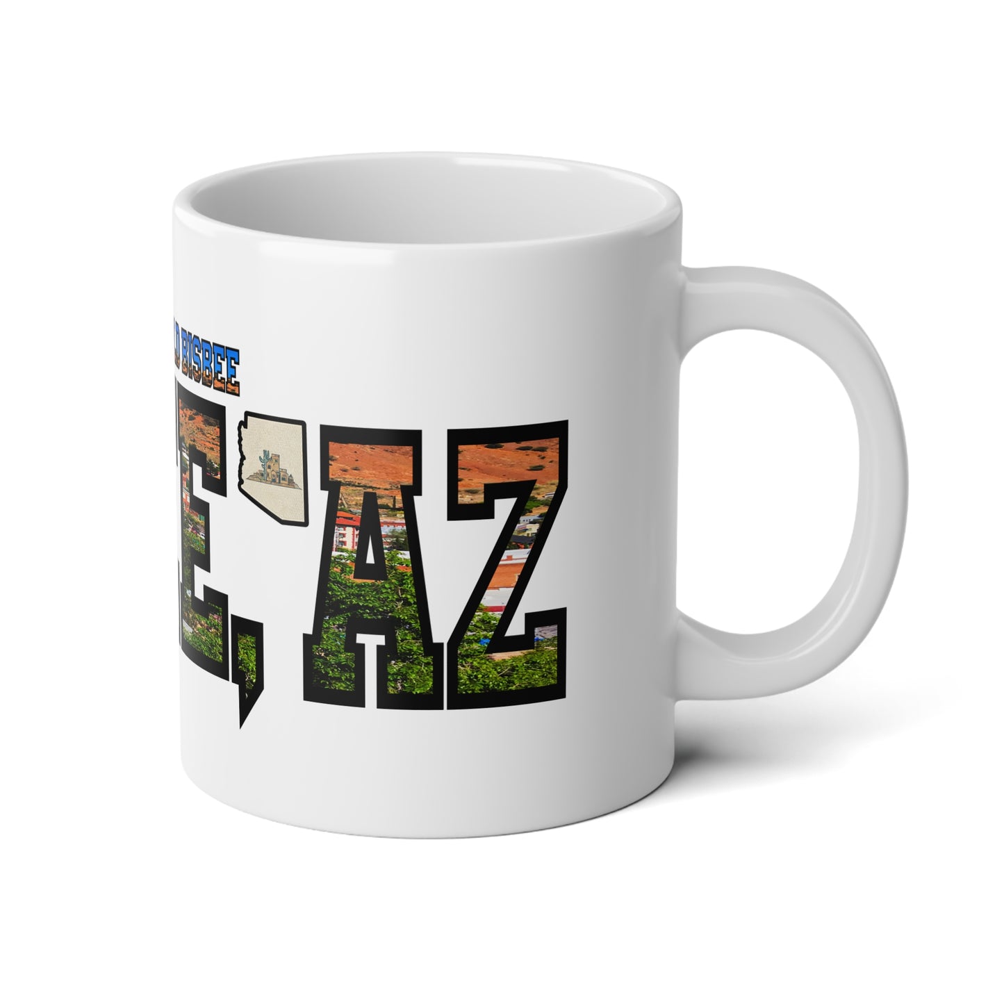 Downtown, Old Bisbee - Bisbee, AZ Jumbo Mug - 20oz Coffee Cup for Travelers and Locals, Souvenir Mug