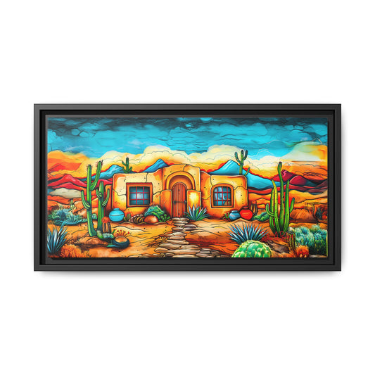 "La Casa de Adobe" A Vibrant and Colorful Canvas Print, Desert Southwest Wall Art - Original Artwork by Rickie O. Pauley