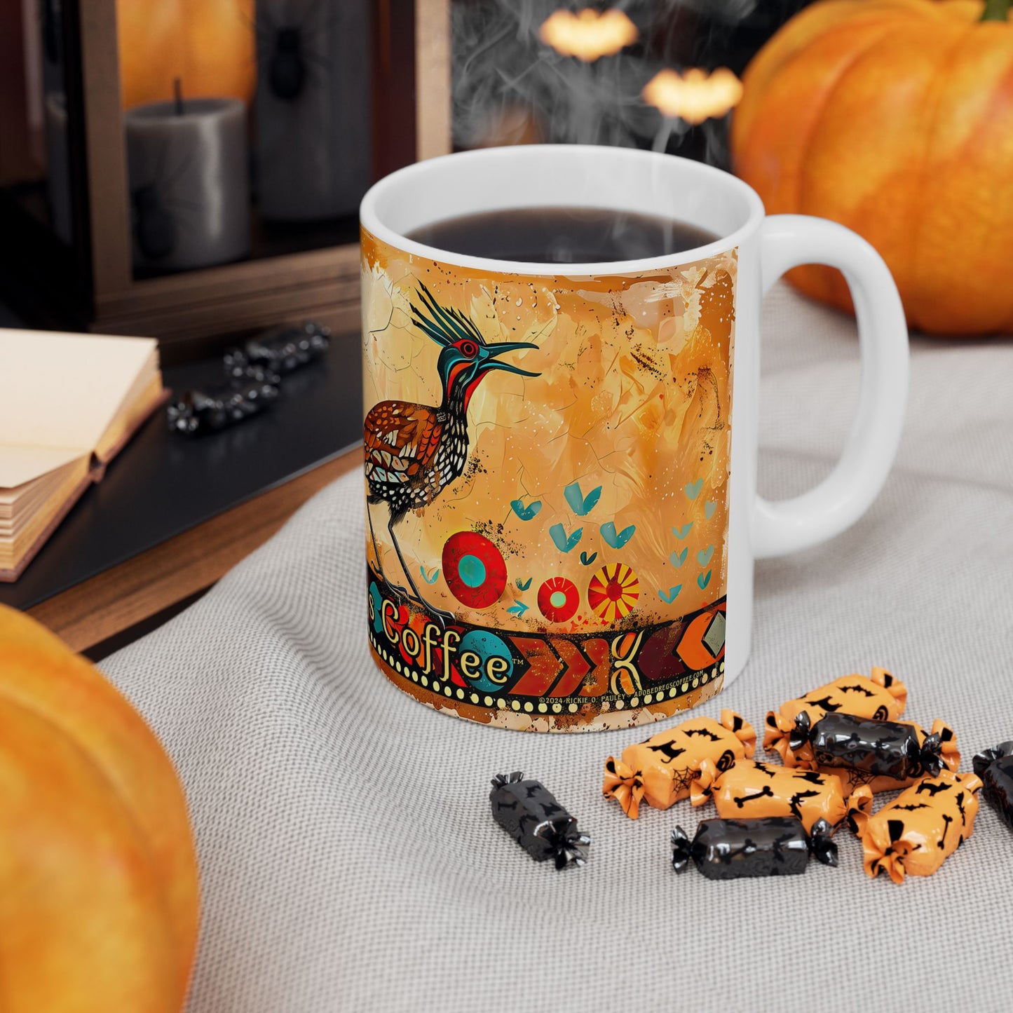 "Pajaro Correcamino" or "Roadrunner" Colorful Ceramic Mug - Available in 11oz and 15oz Sizes
