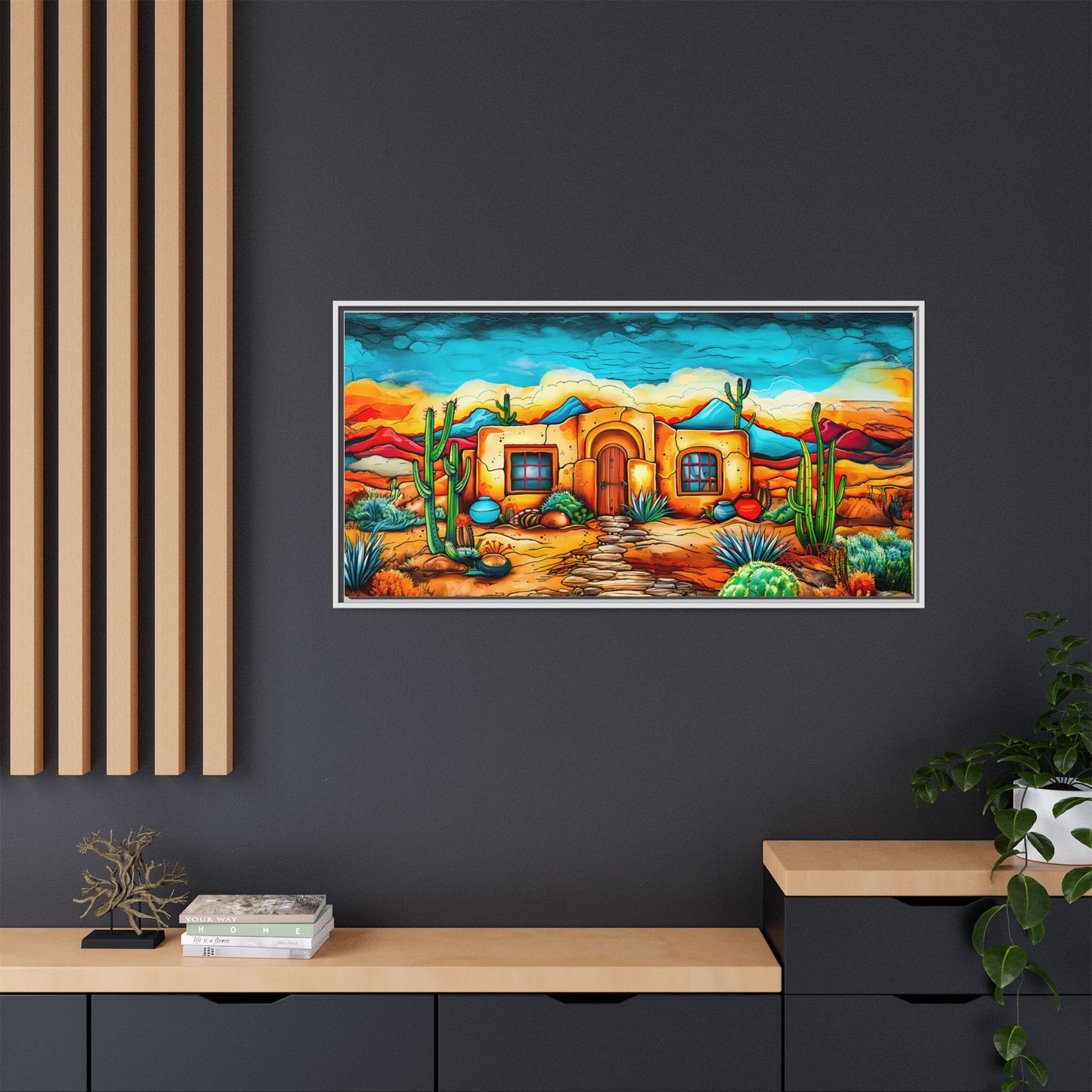 "La Casa de Adobe" A Vibrant and Colorful Canvas Print, Desert Southwest Wall Art - Original Artwork by Rickie O. Pauley