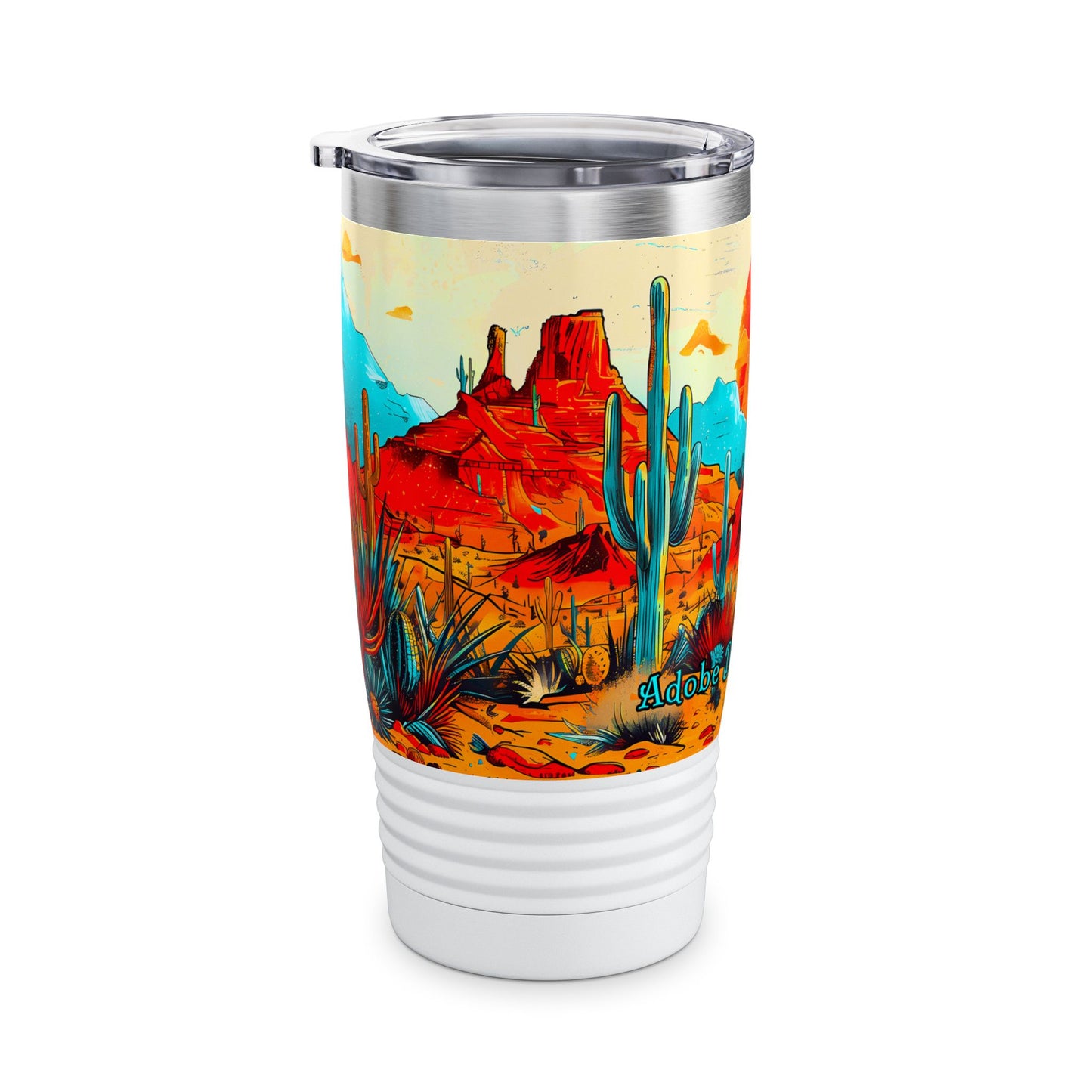 "Saguaro Sunset" 20oz Ringneck Tumbler, Desert Themed Design from Adobe Dregs Coffee