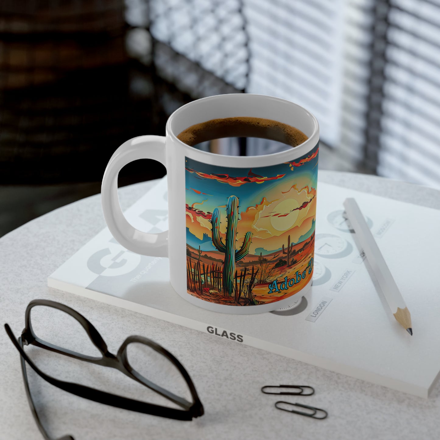 "The Coffee Shack" Southwest Design Jumbo Mug, 20oz - Original Artwork by Rickie O. Pauley