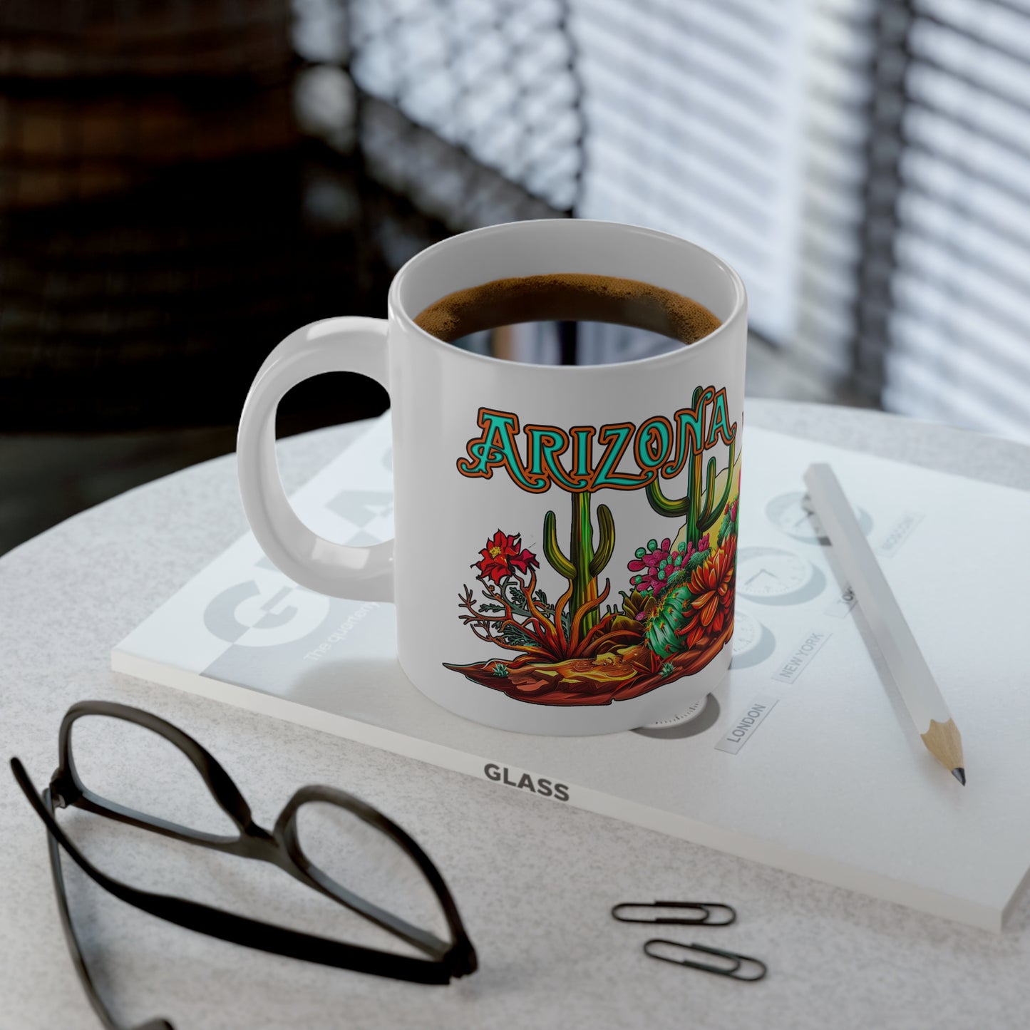 "Arizona Wild" Vibrant Cactus Jumbo Mug - 20oz, Southwestern Style Coffee Cup, Perfect Gift for Plant Lovers, Home Decor, Housewarming